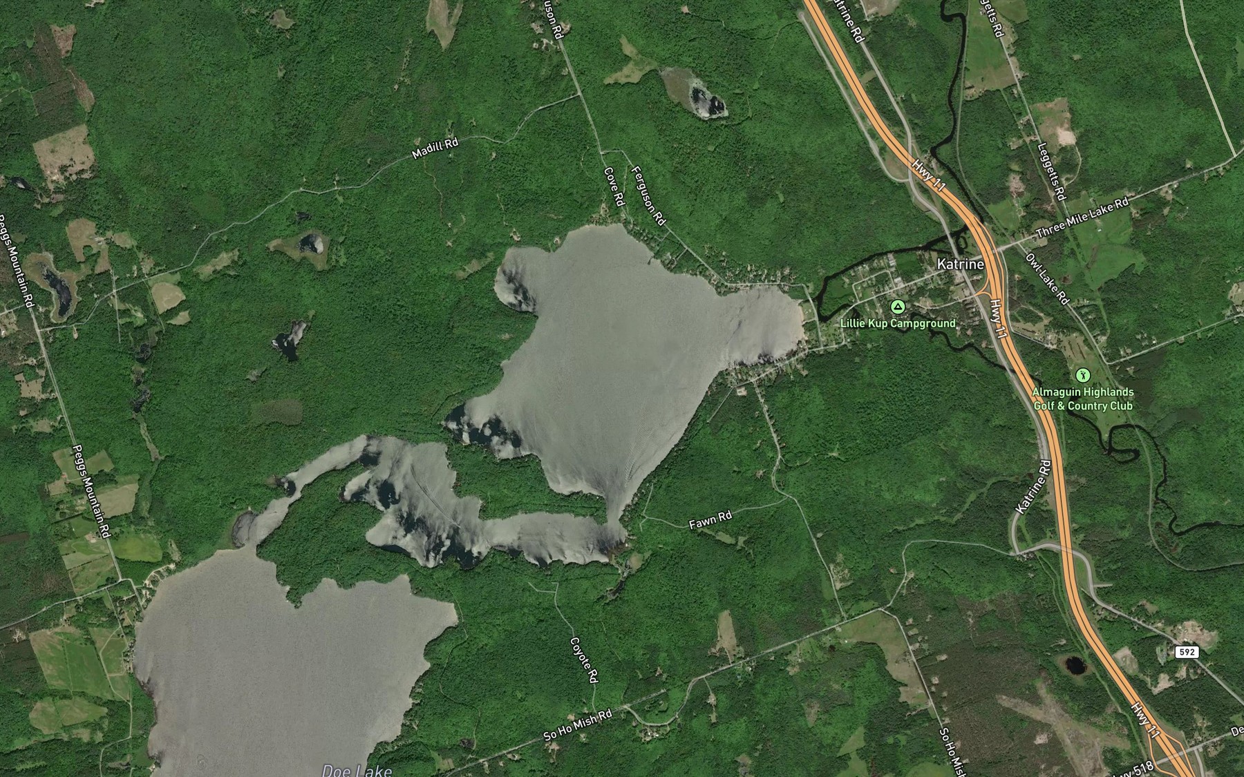 Satellite map of the Doe Bay