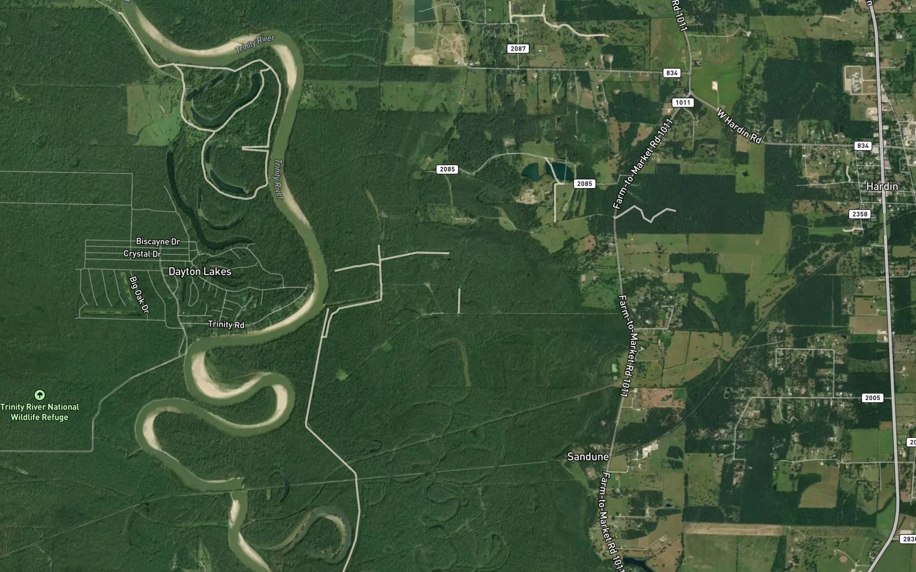 Satellite map of the Stumpy Lake
