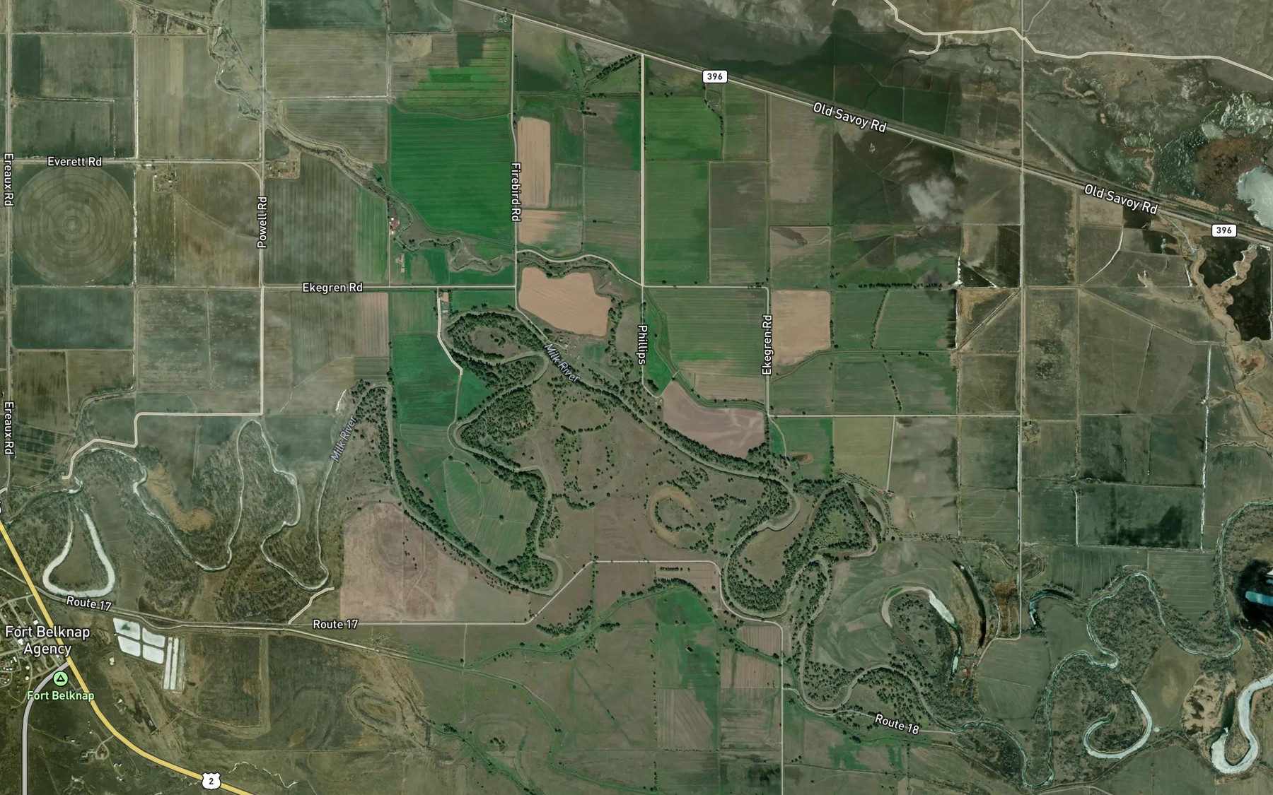 Satellite map of the Thirtymile Creek