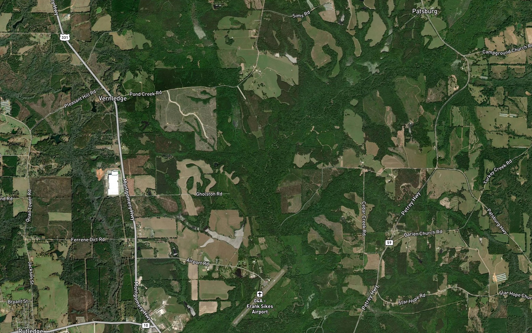 Satellite map of the Pond Creek