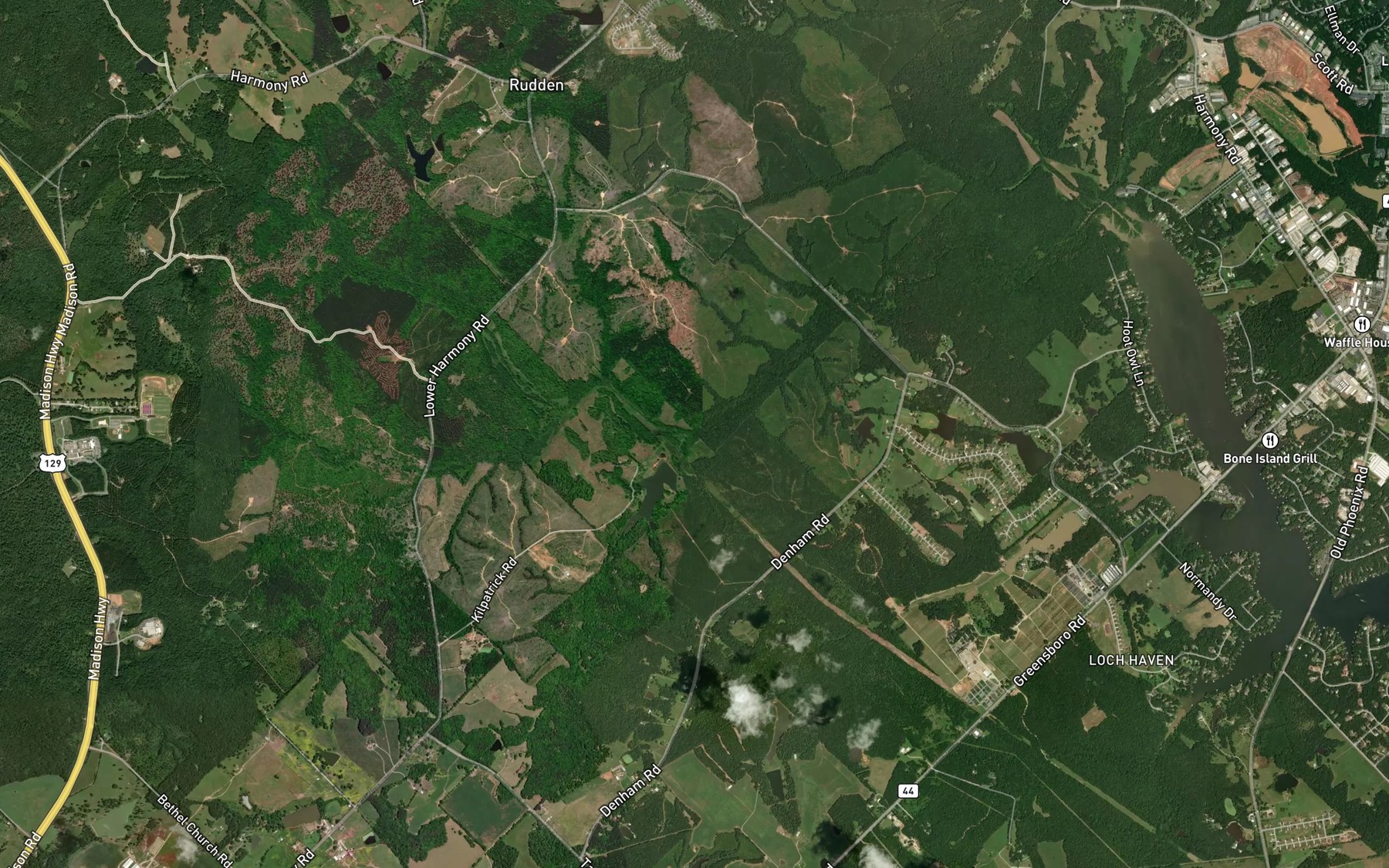 Satellite map of the Denham Branch