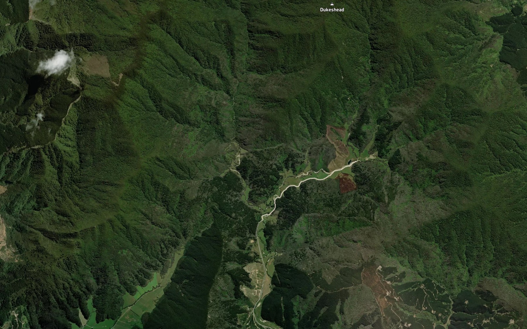 Satellite map of the Waikakaho River