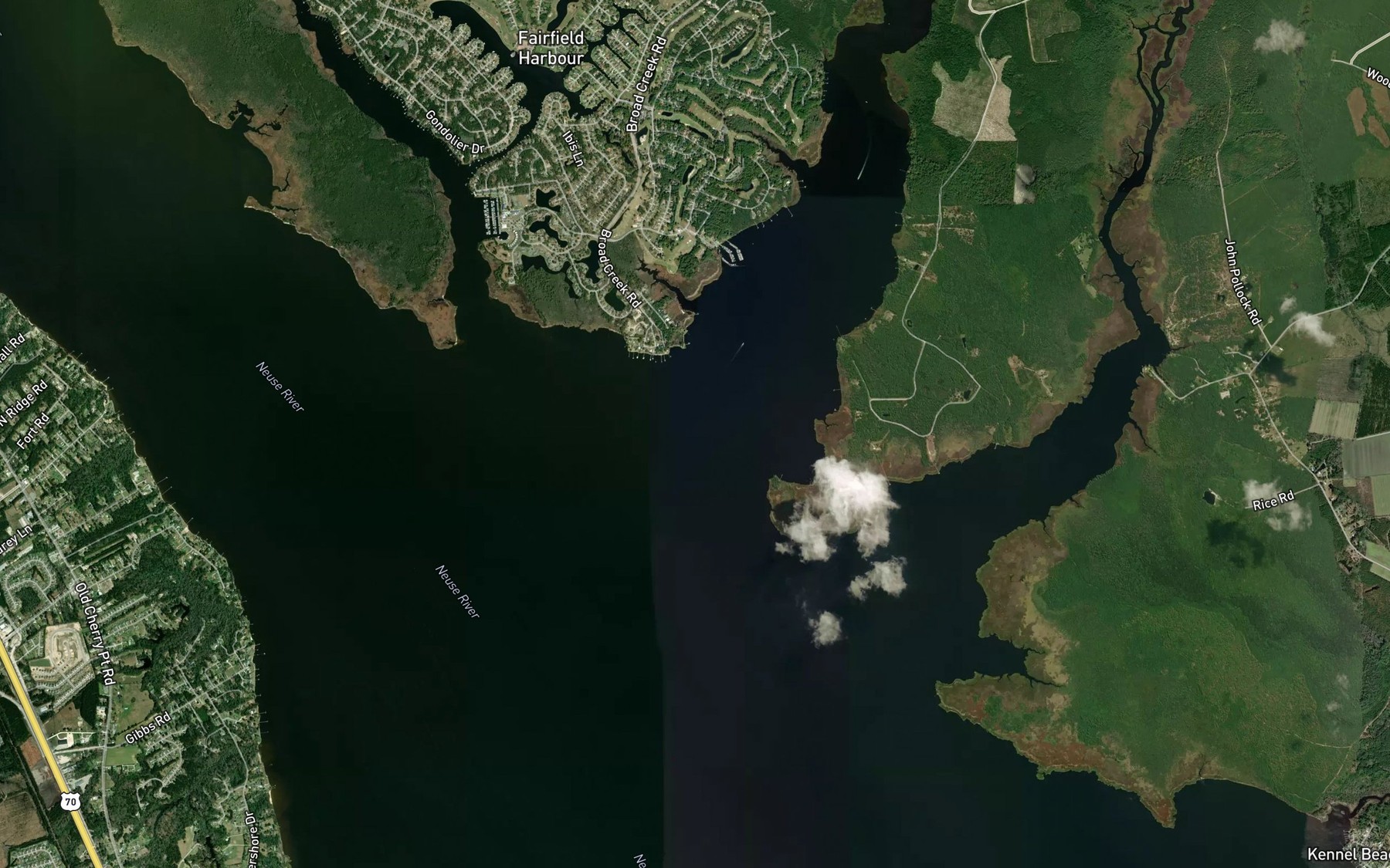 Satellite map of the Upper Broad Creek