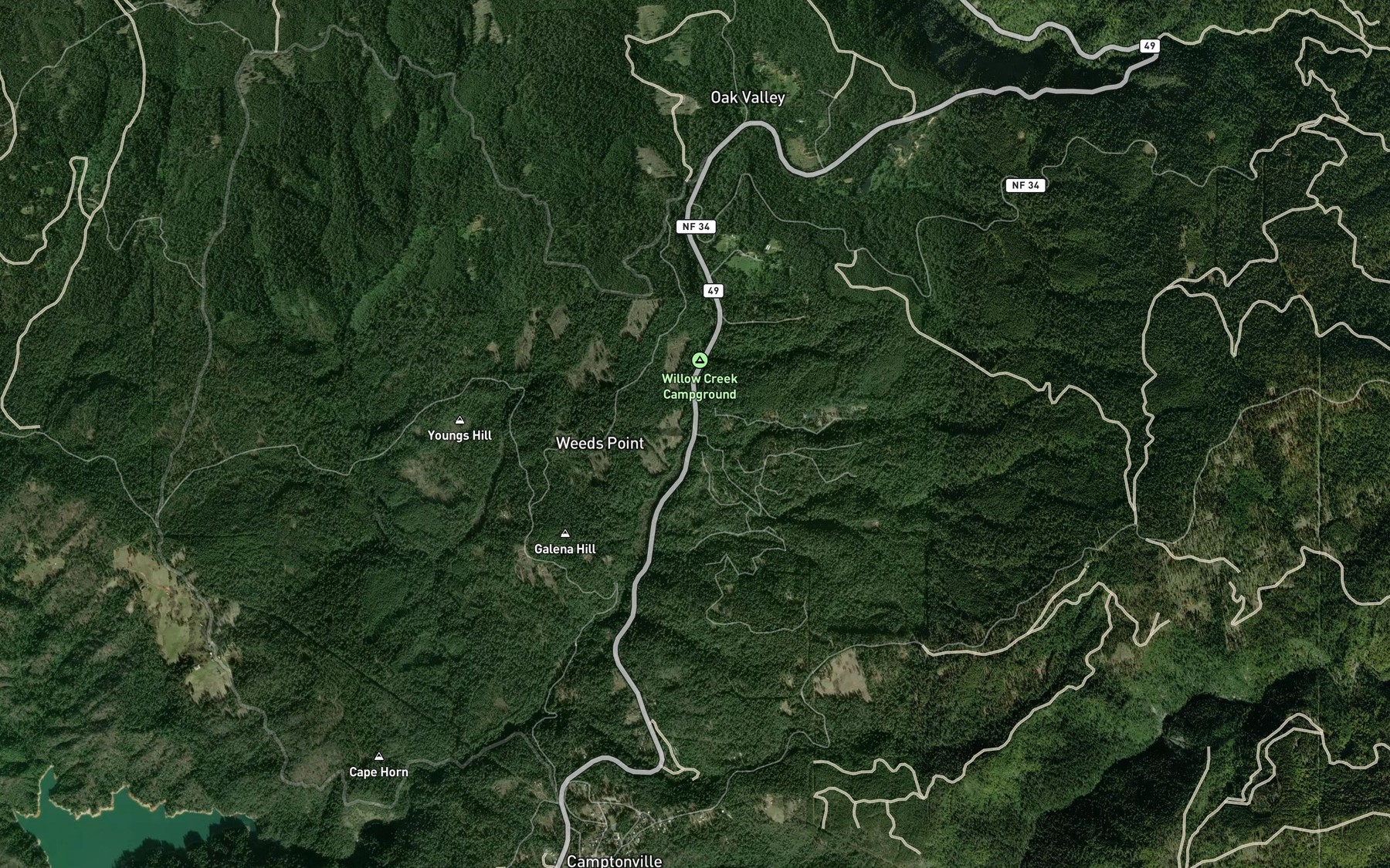 Satellite map of the Sleighville Creek