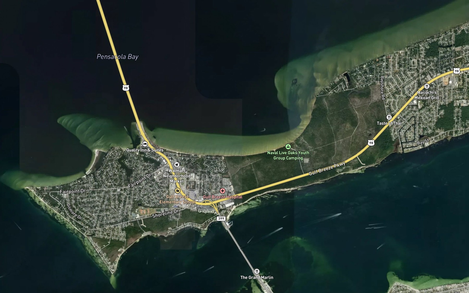 Satellite map of the Butcherpen Cove