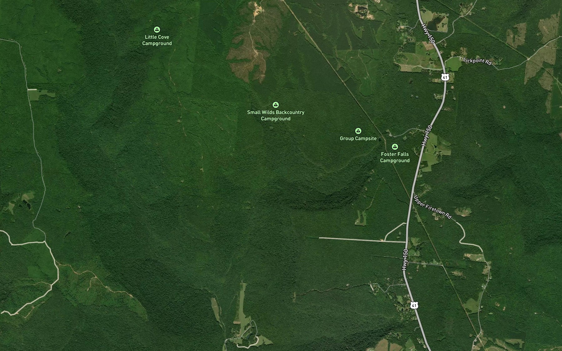 Satellite map of the Laurel Branch