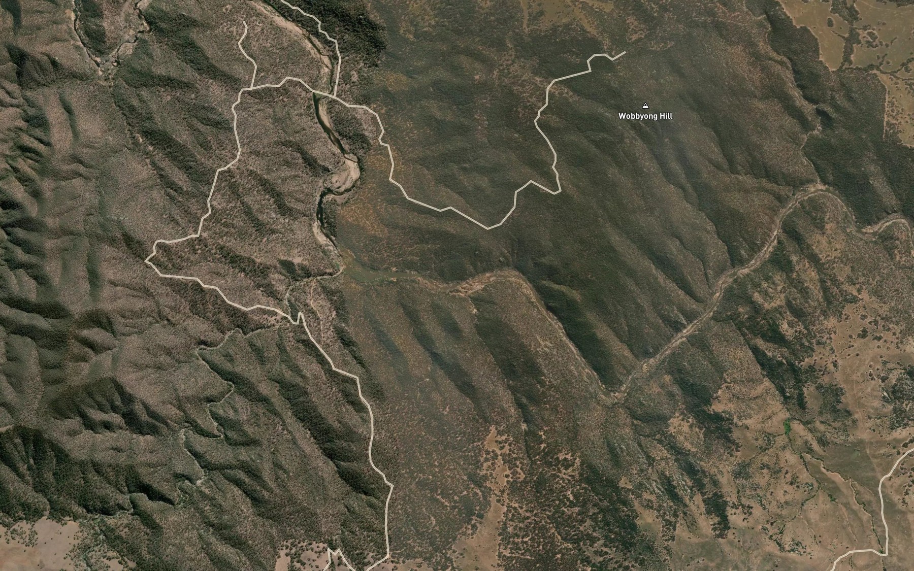Satellite map of the Corrowong Falls