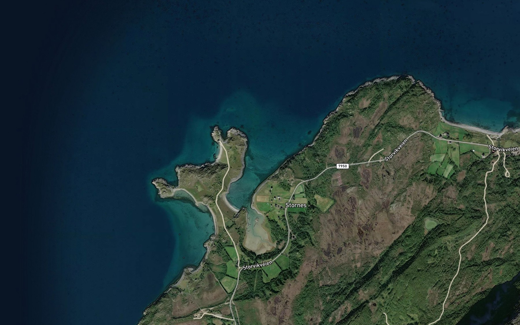 Satellite map of the Stornesbukta