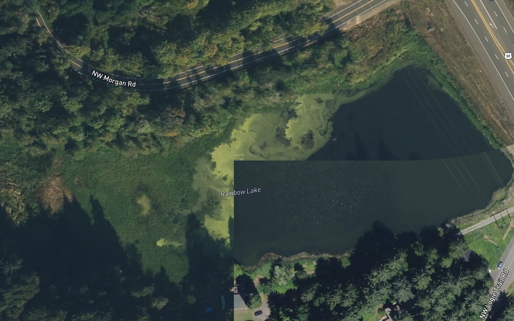 Satellite map of the Rainbow Lake