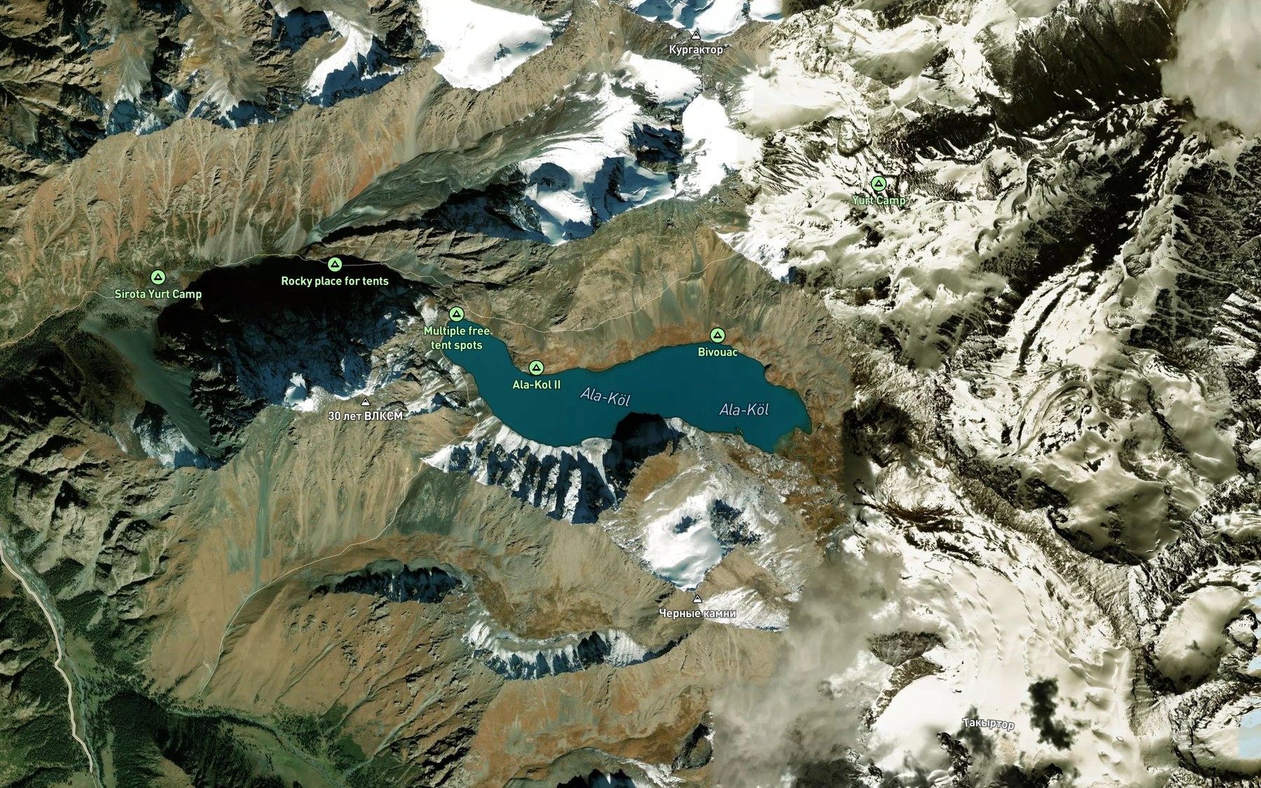 Satellite map of the Ala-Kul Lake