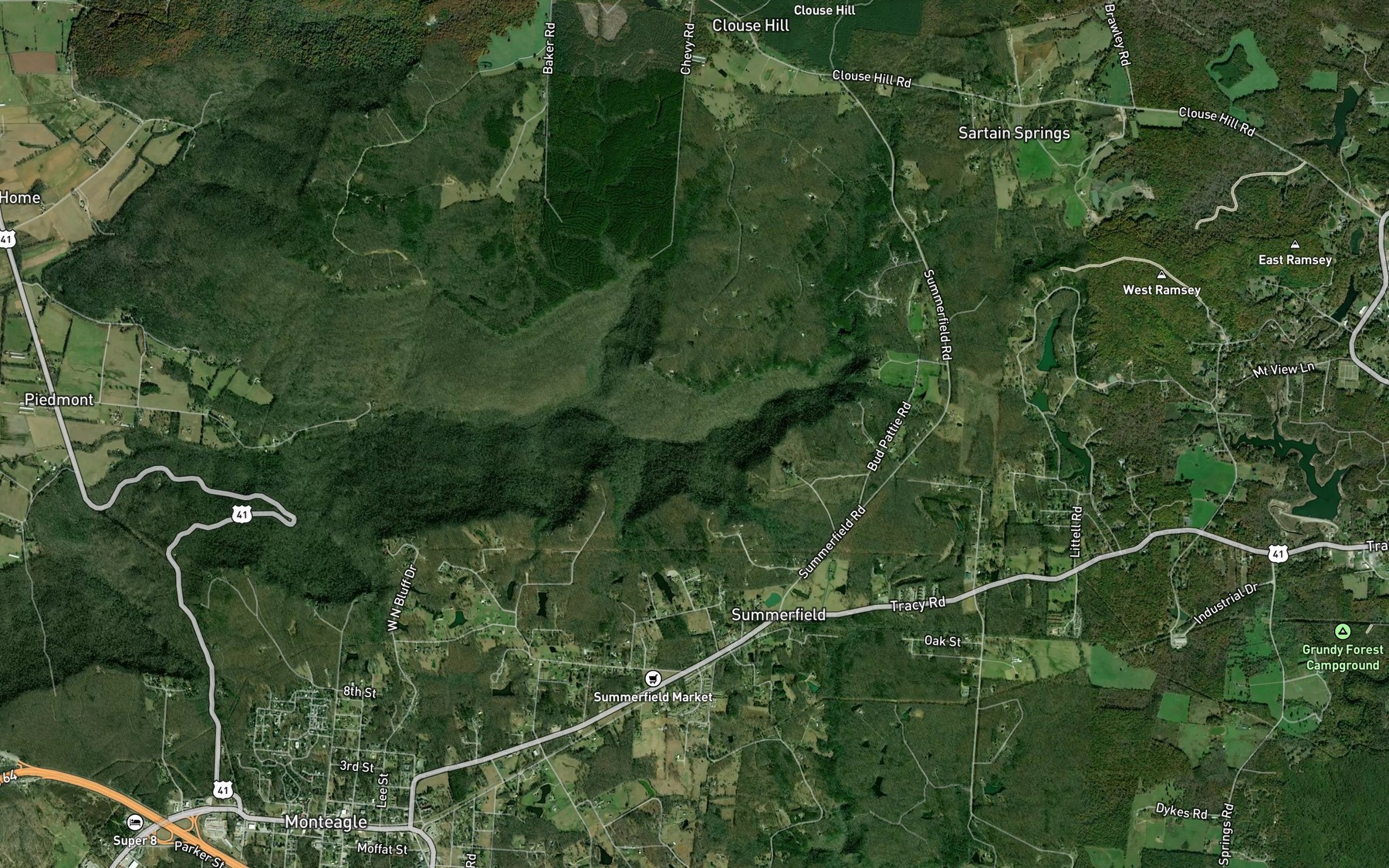 Satellite map of the Rainbow Spring