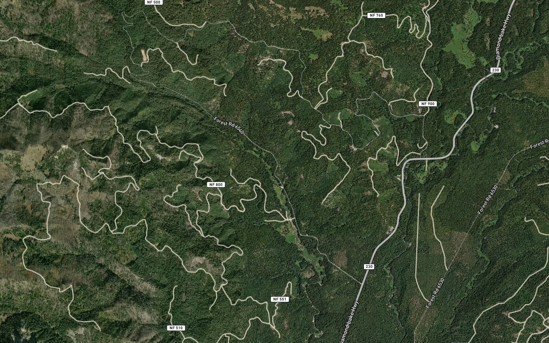 Satellite map of the Wiley Creek