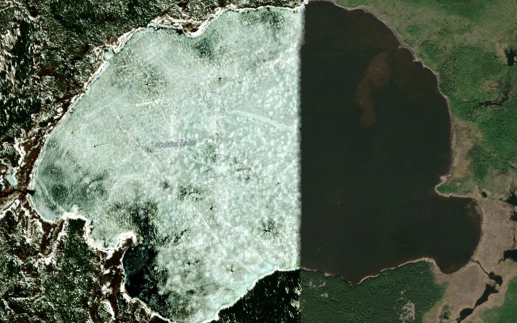 Satellite map of the Cottier Lake