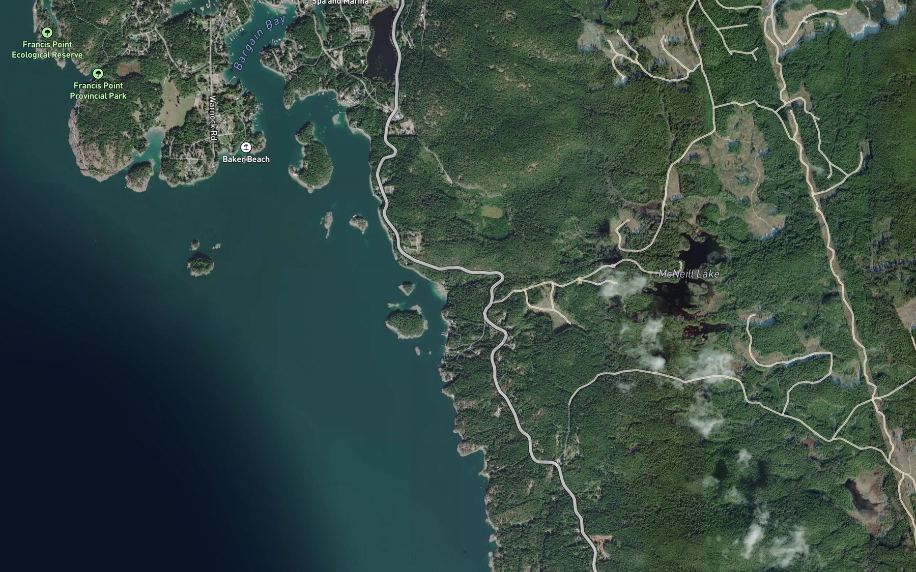 Satellite map of the Haslam Creek