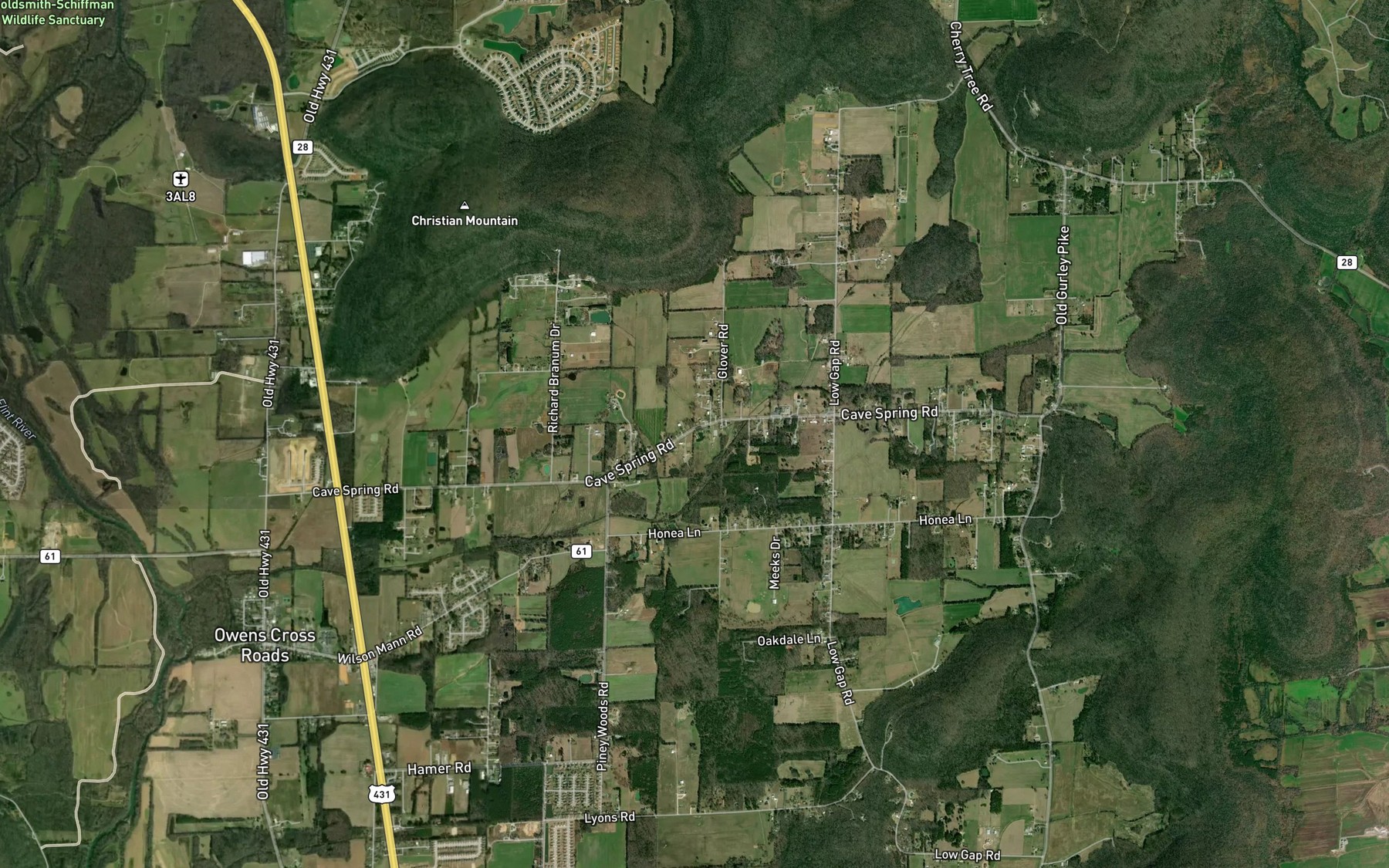 Satellite map of the Baker Spring