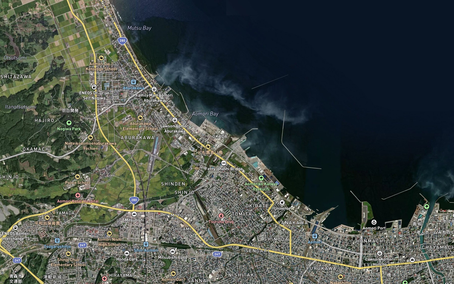 Satellite map of the Shinjo Gawa