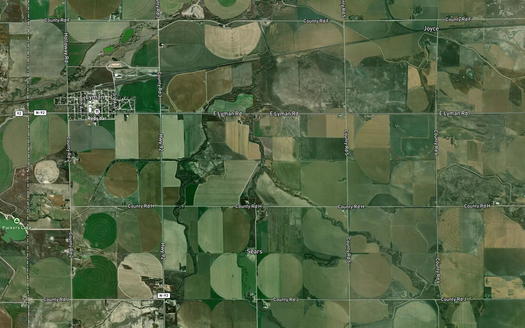 Satellite map of the Kiowa Creek