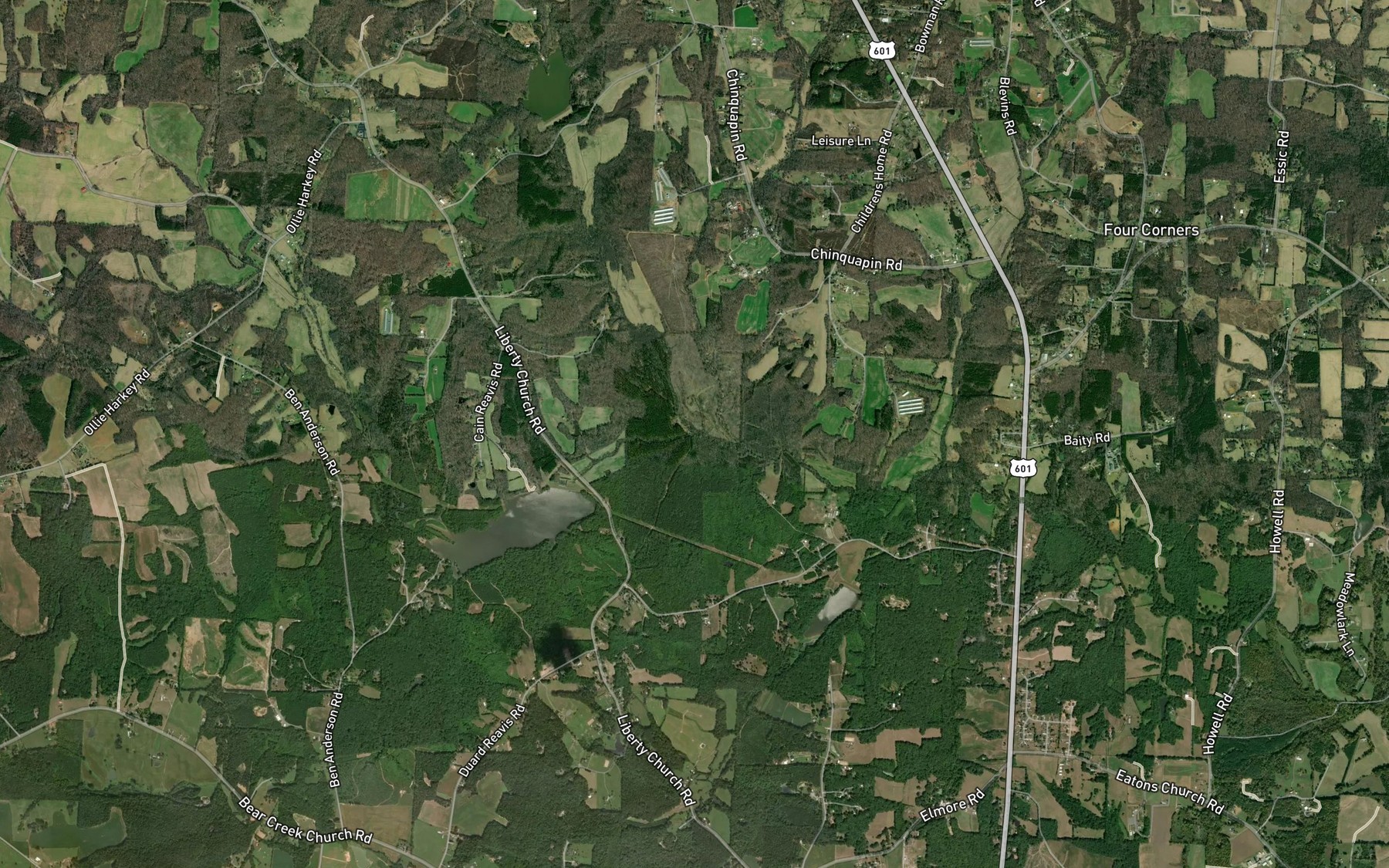 Satellite map of the Steelman Creek