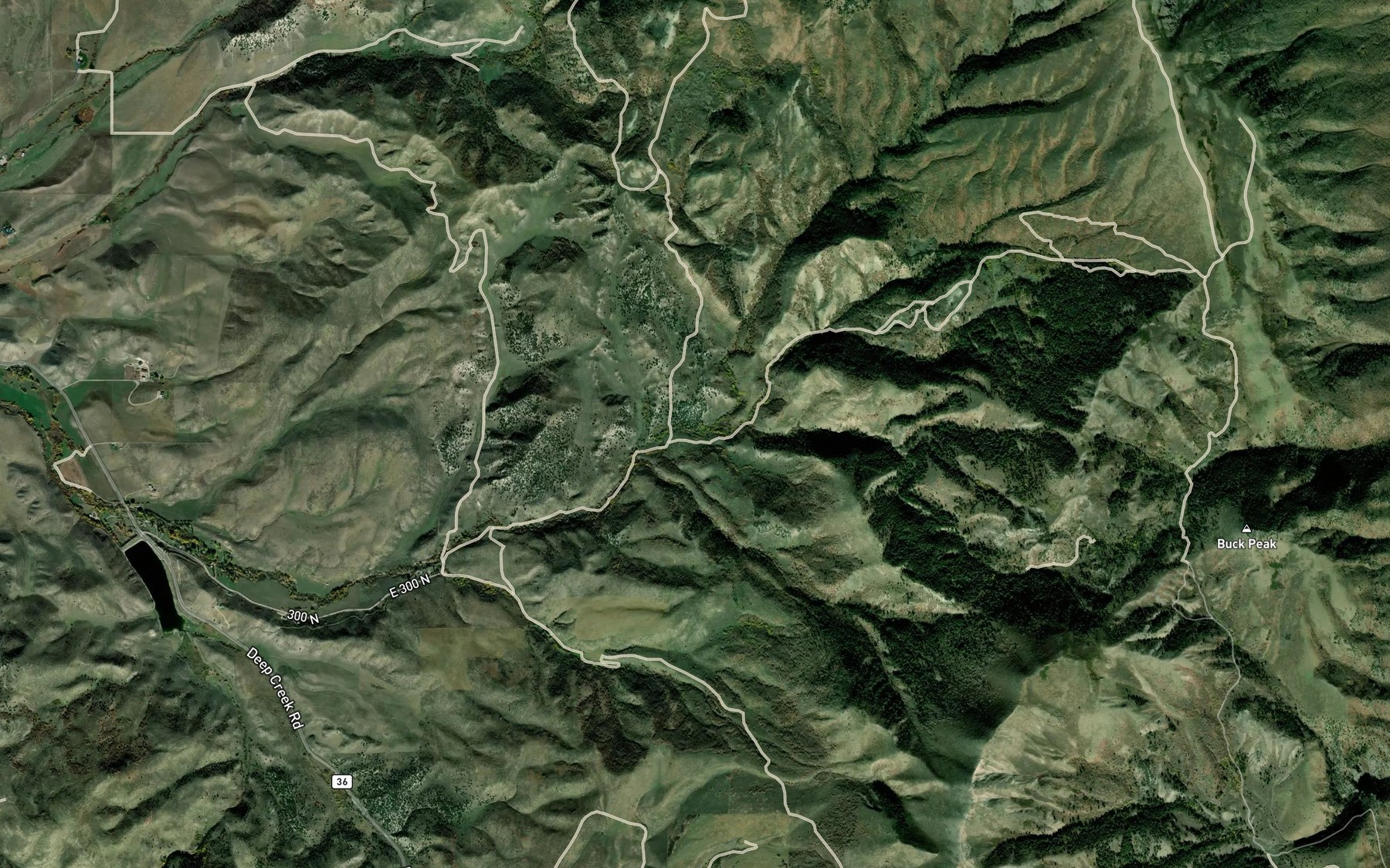 Satellite map of the Third Creek