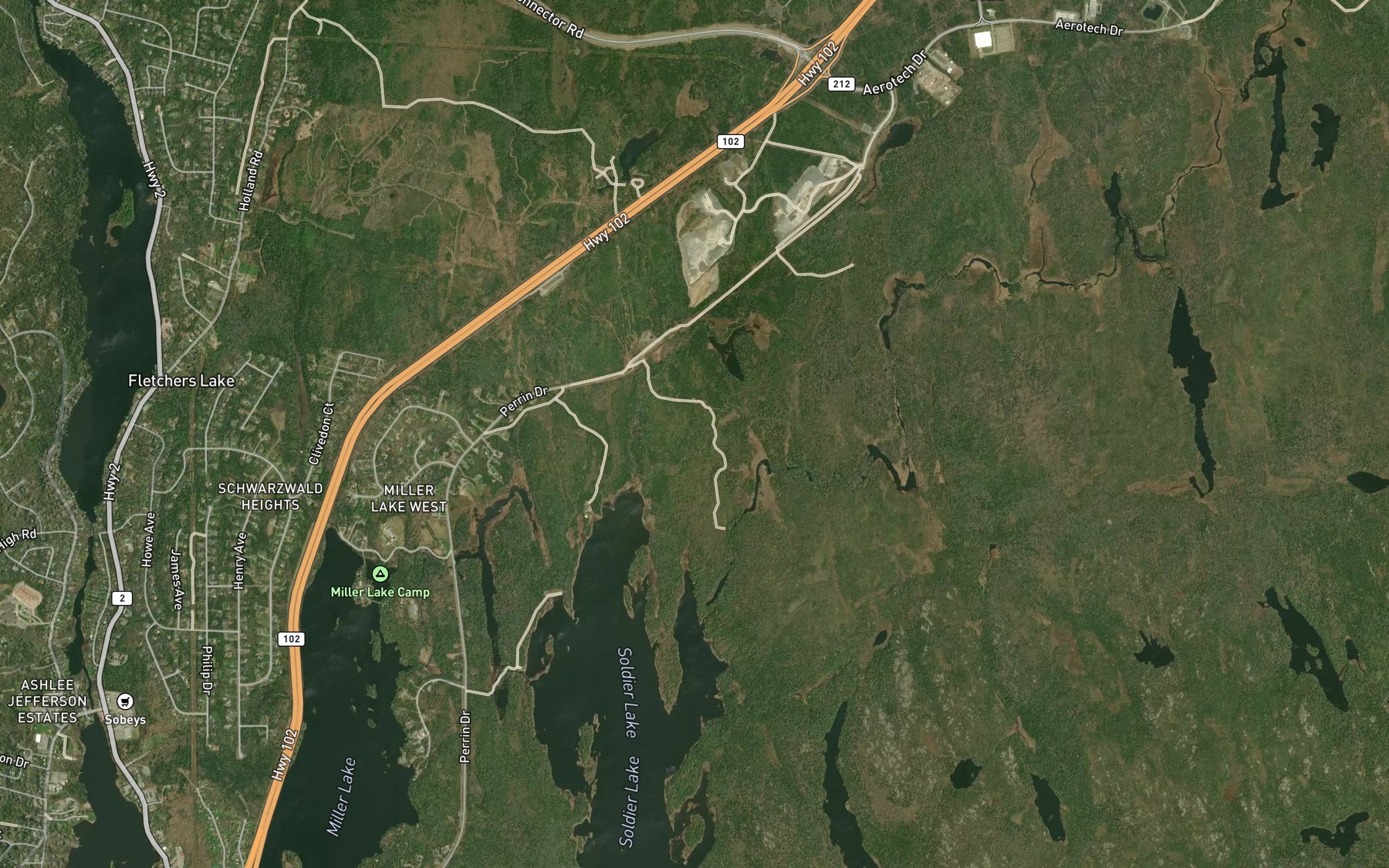 Satellite map of the Holland Brook