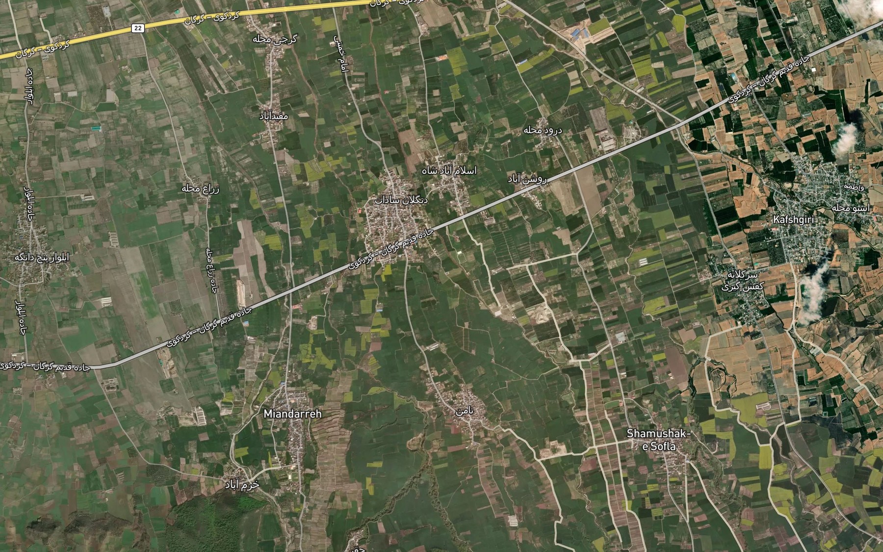 Satellite map of the Rudbar-e Khowshkeh
