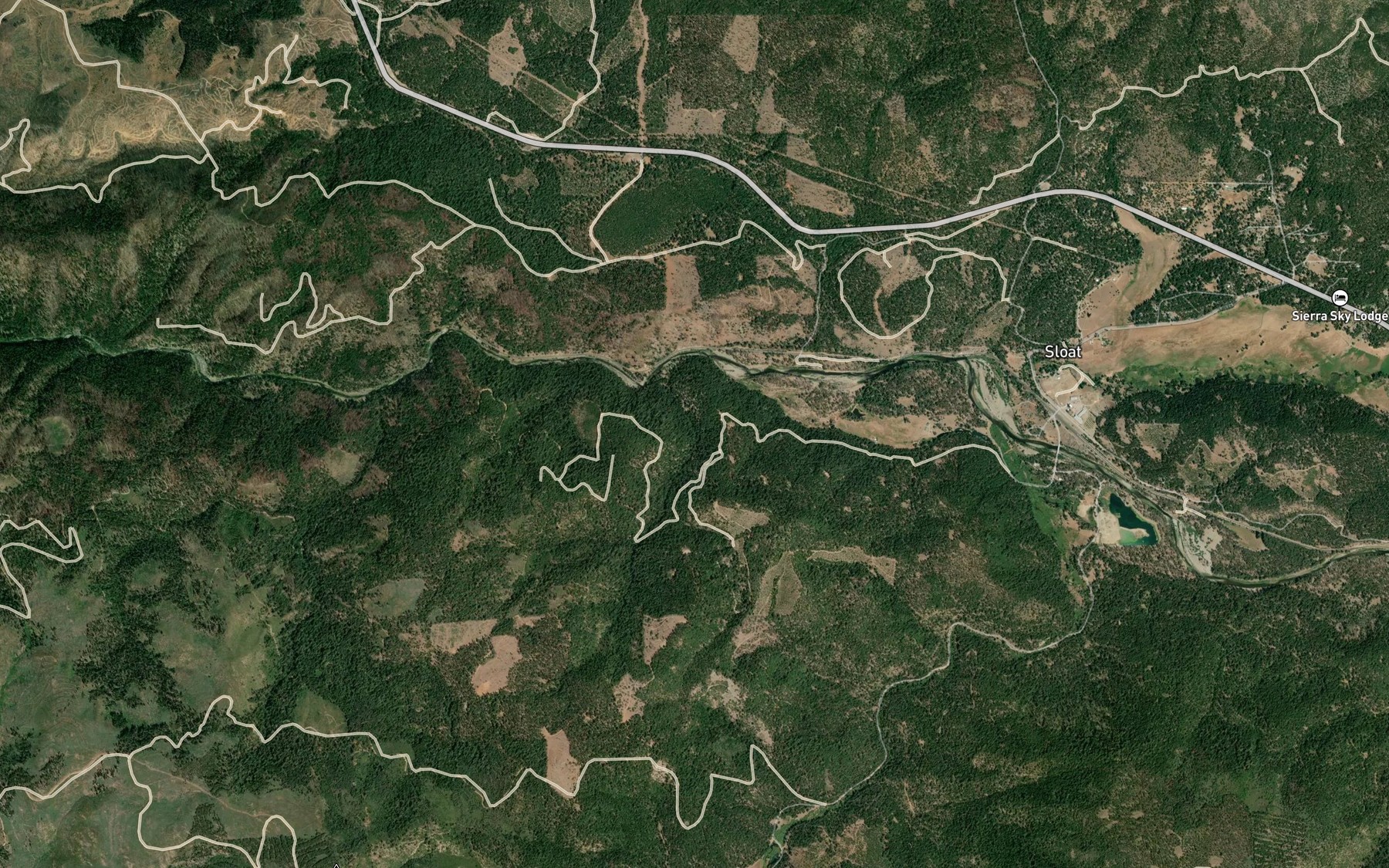 Satellite map of the Bell Bar Creek