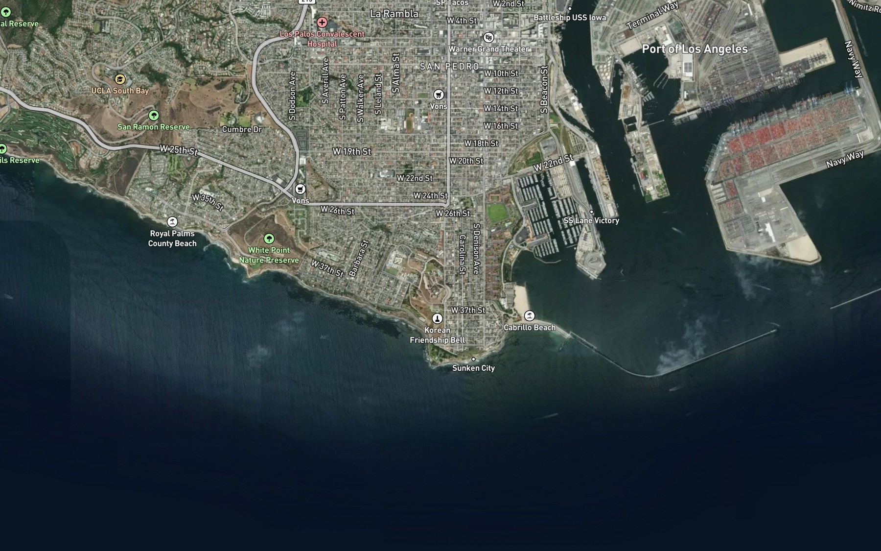 Satellite map of the Gaffey Pool