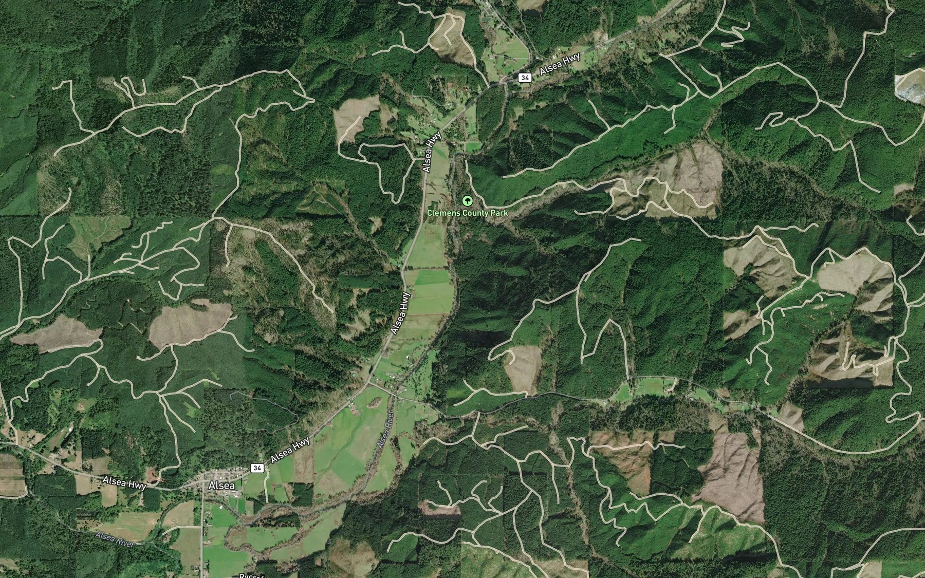 Satellite map of the Seeley Creek