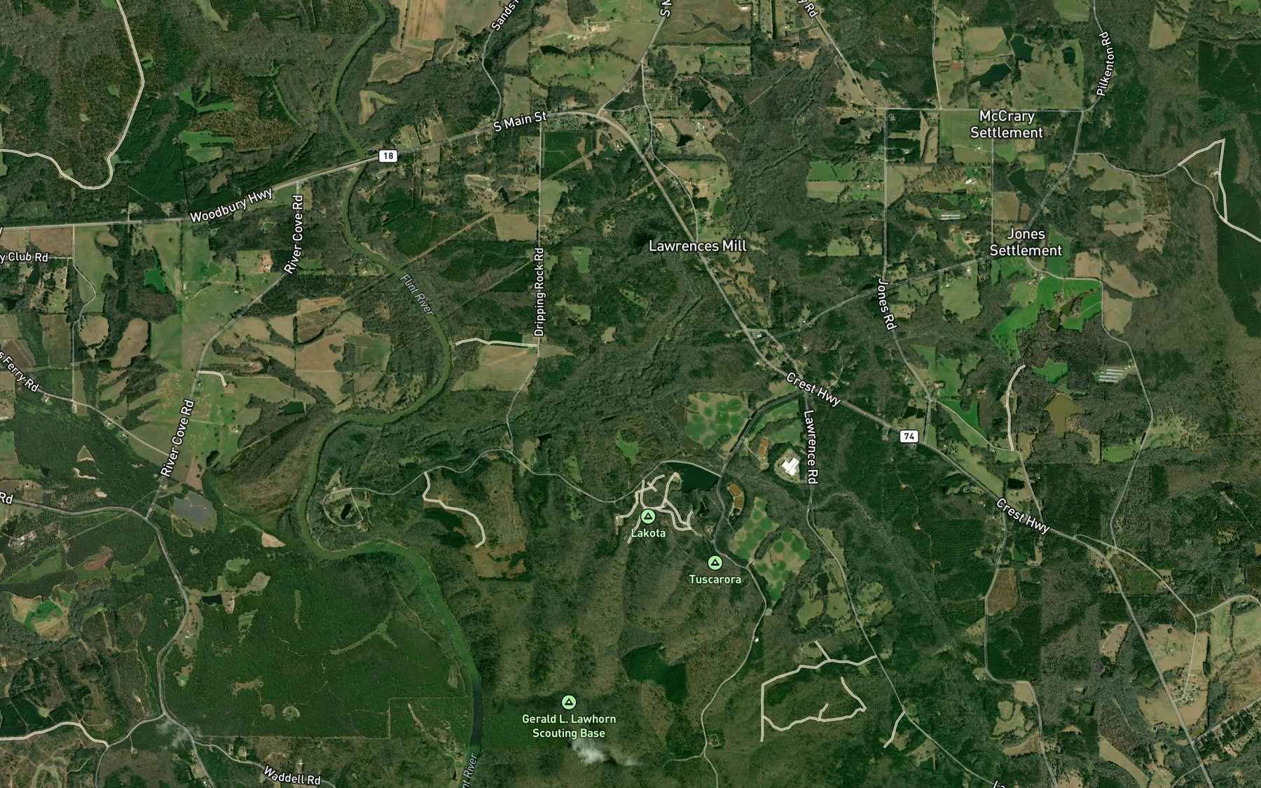 Satellite map of the Spring Creek