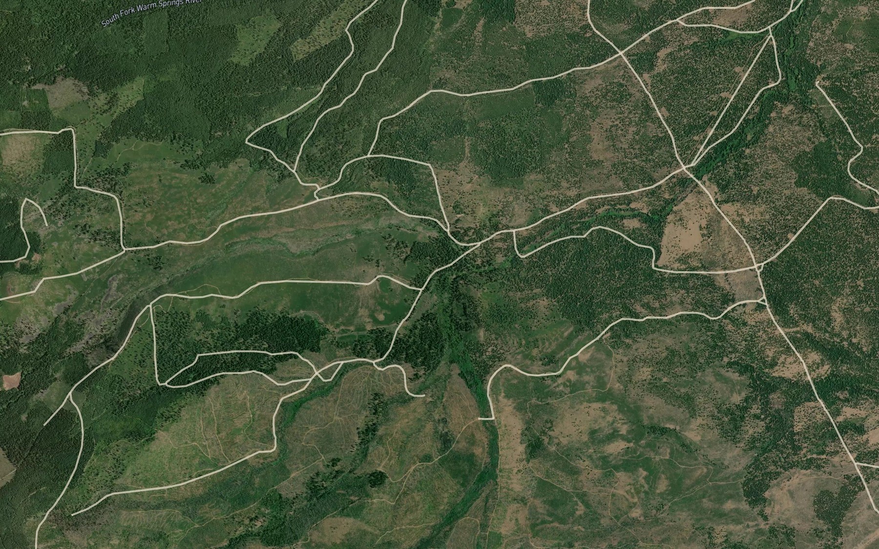 Satellite map of the North Fork Cedar Creek