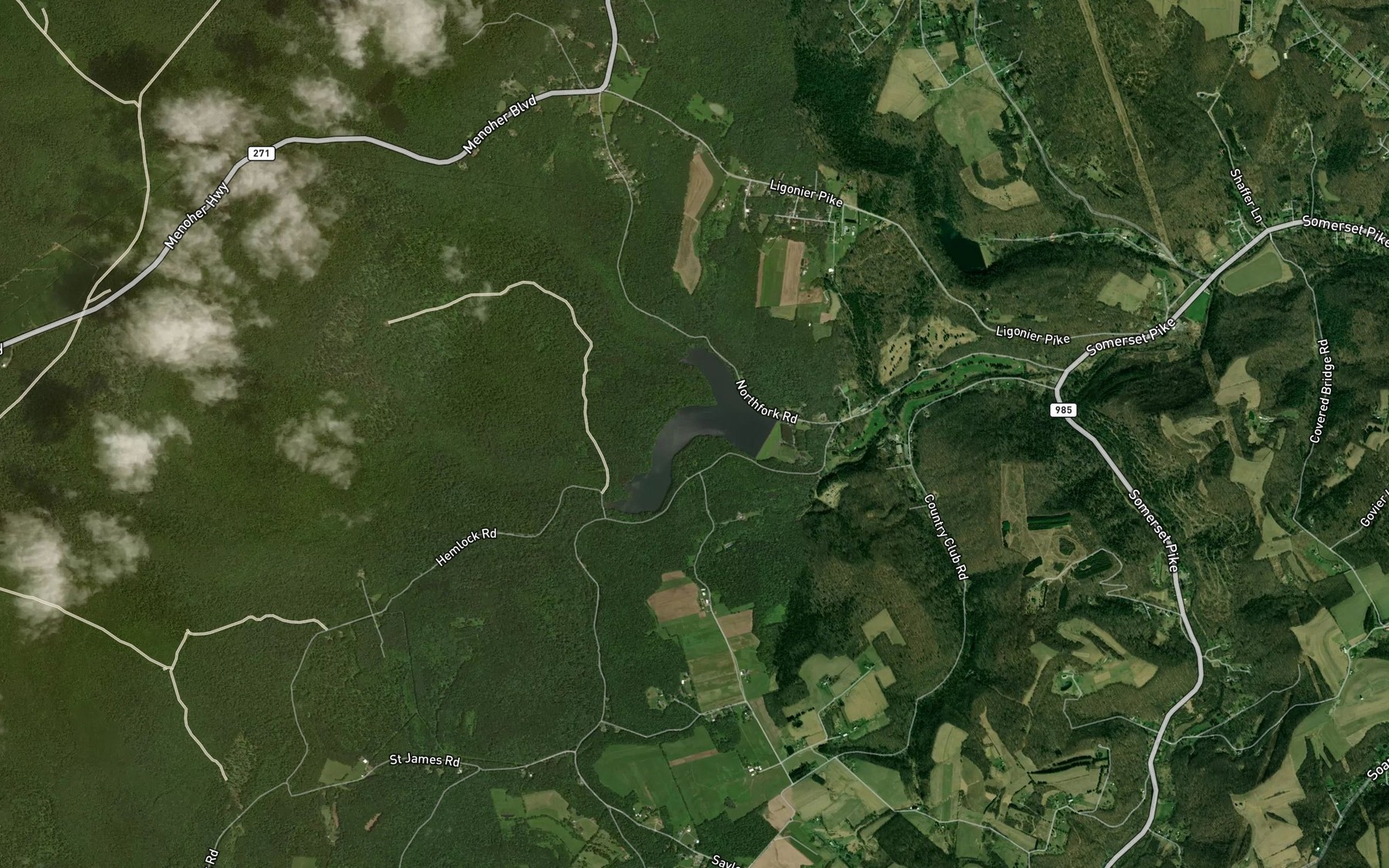 Satellite map of the North Fork Reservoir