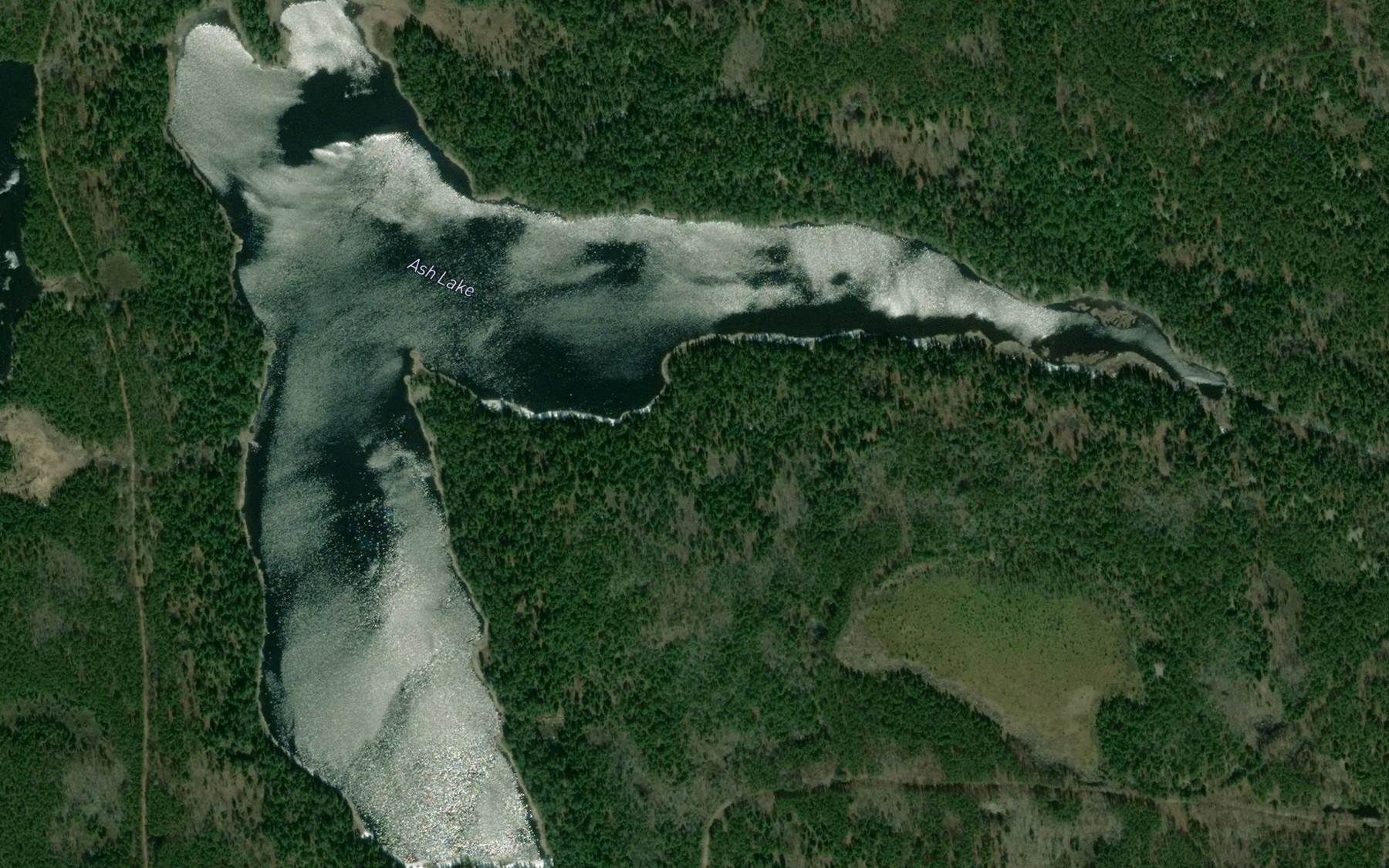 Satellite map of the Ash Lake