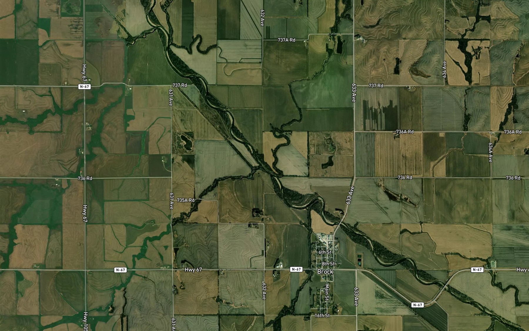 Satellite map of the Piper Creek
