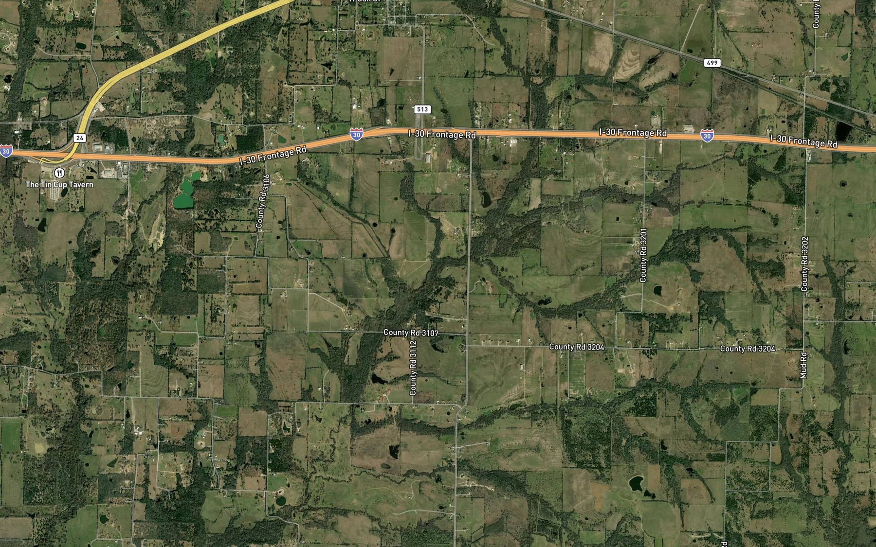 Satellite map of the West Caney Creek