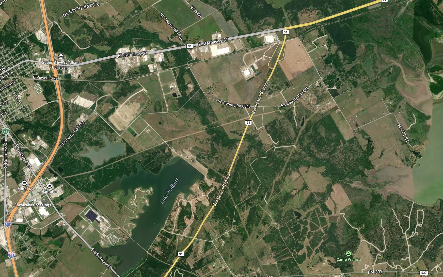 Satellite map of the Elm Creek