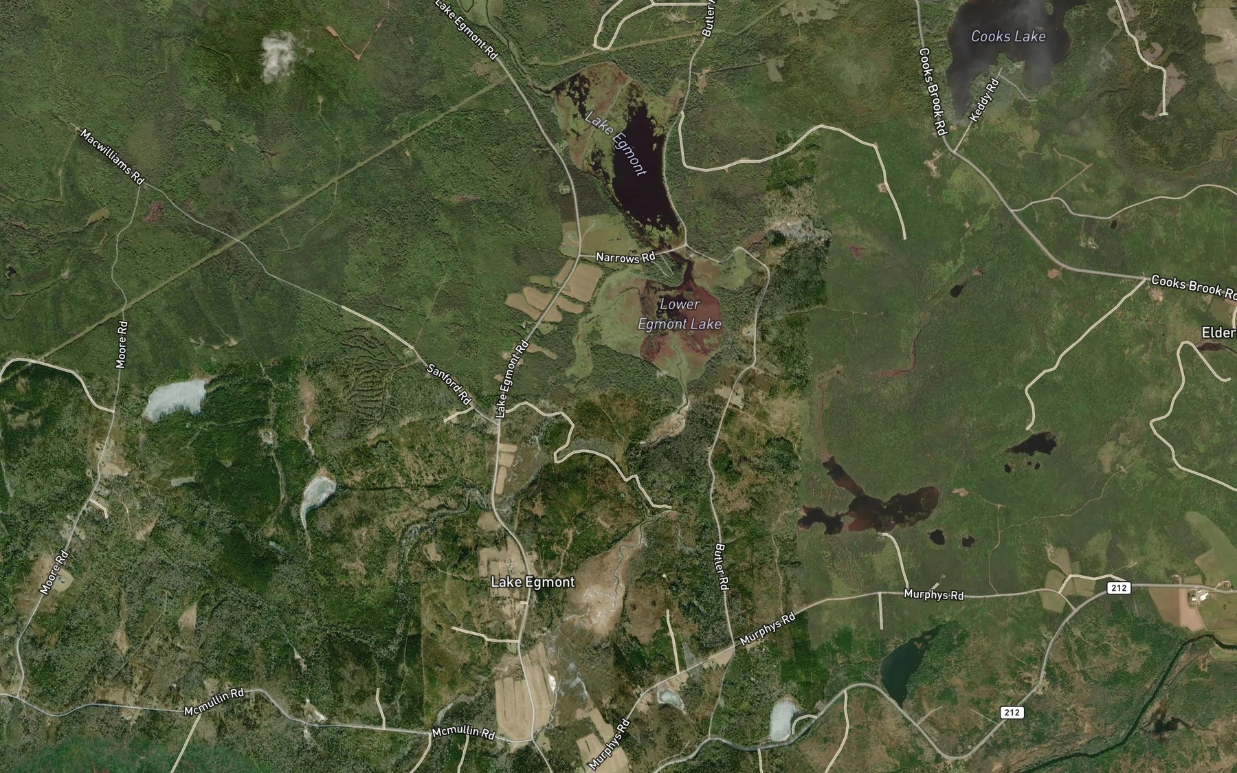 Satellite map of the Pond Brook