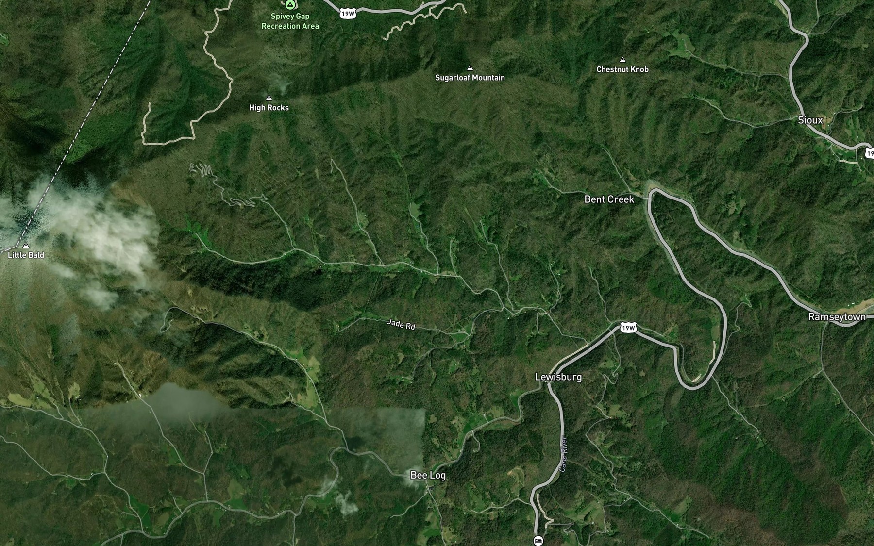 Satellite map of the Cox Branch