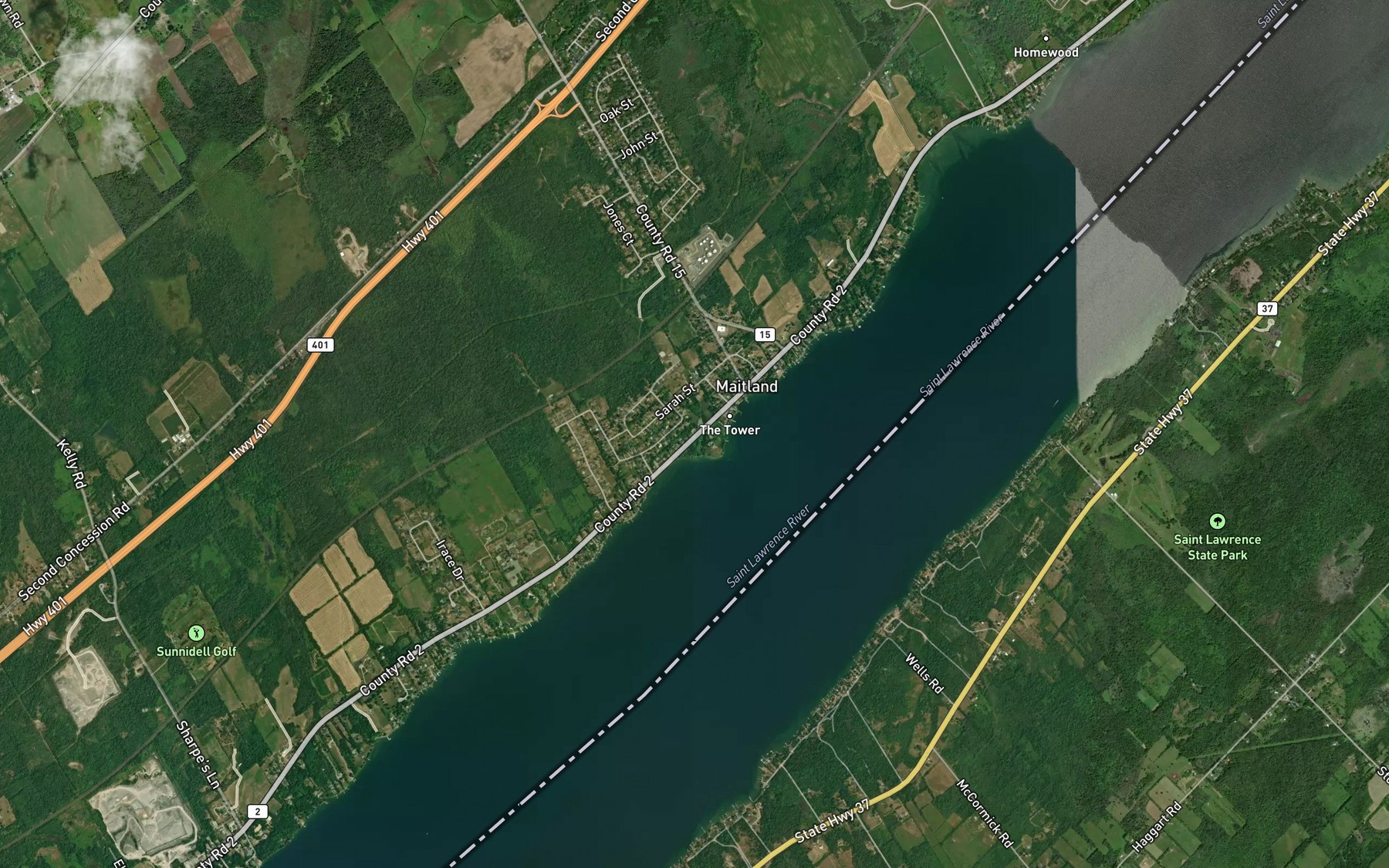 Satellite map of the Maitland Bay