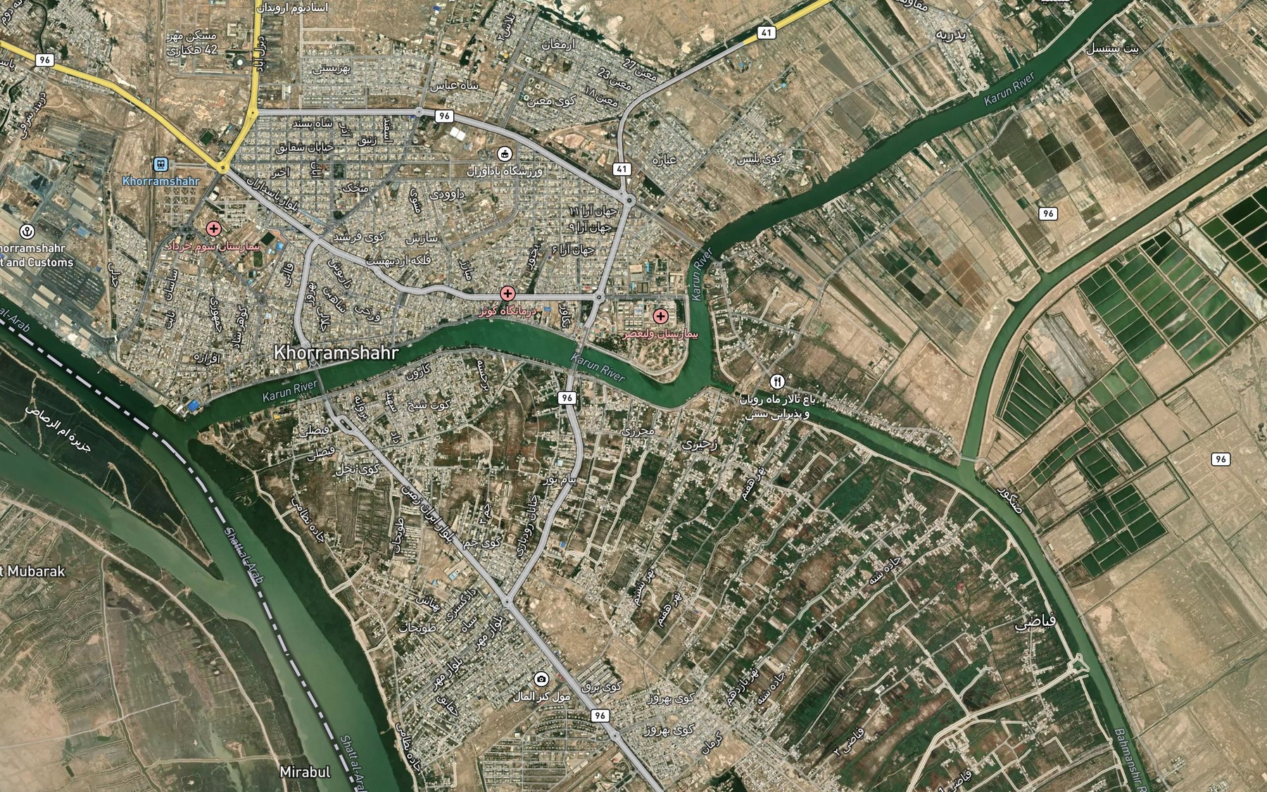Satellite map of the Nahr-e Dovvom