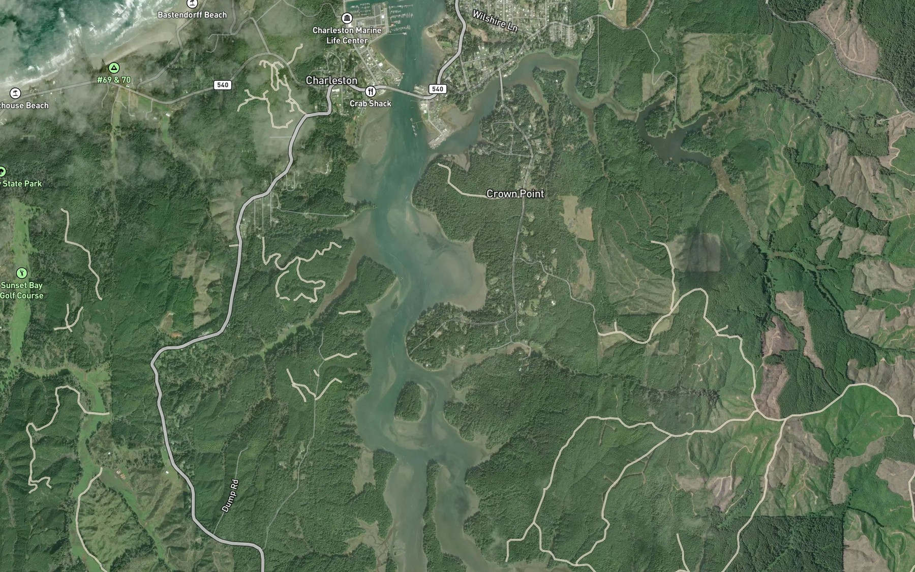 Satellite map of the Browns Cove