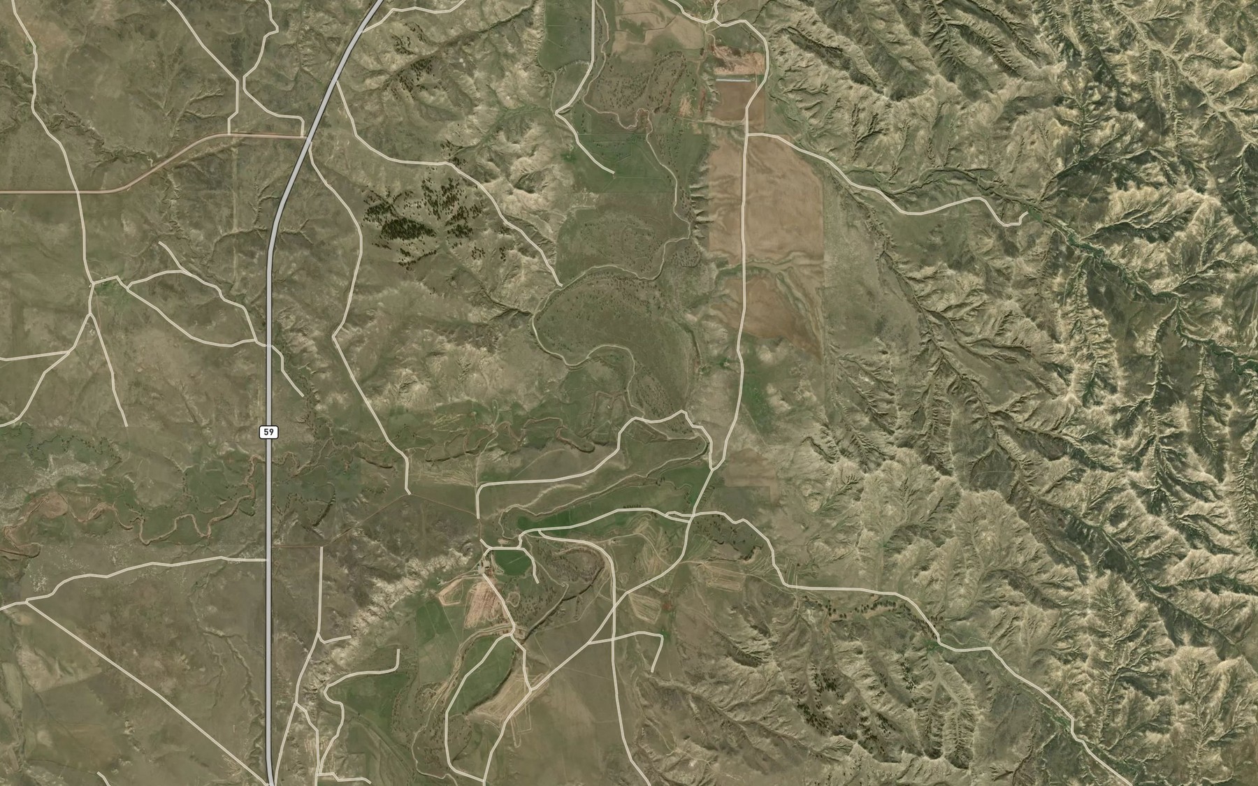 Satellite map of the Bowers Creek