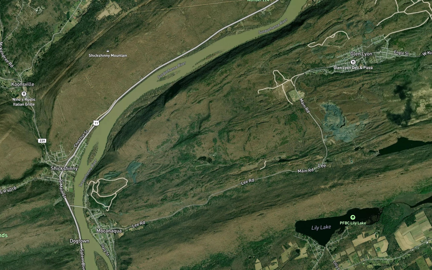 Satellite map of the Turkey Pond (historical)