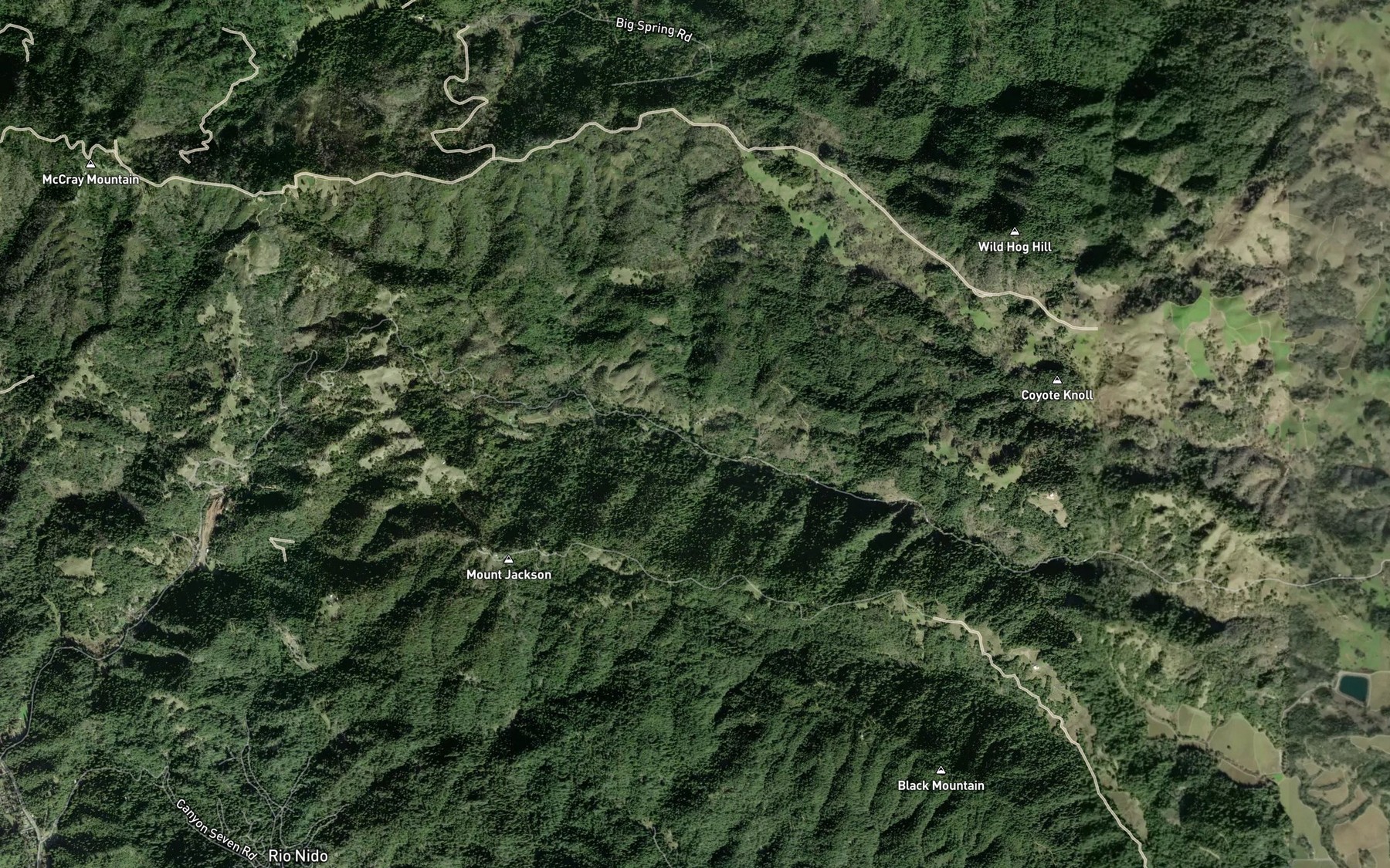 Satellite map of the Scotts Creek