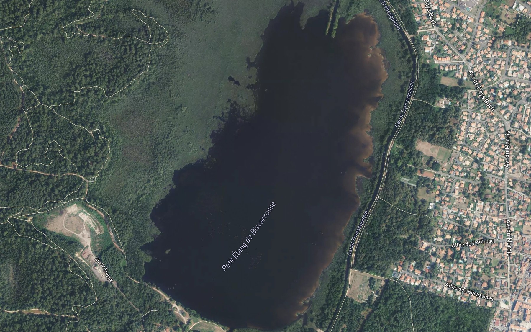 Satellite map of the Petit Etang de Biscarrosse