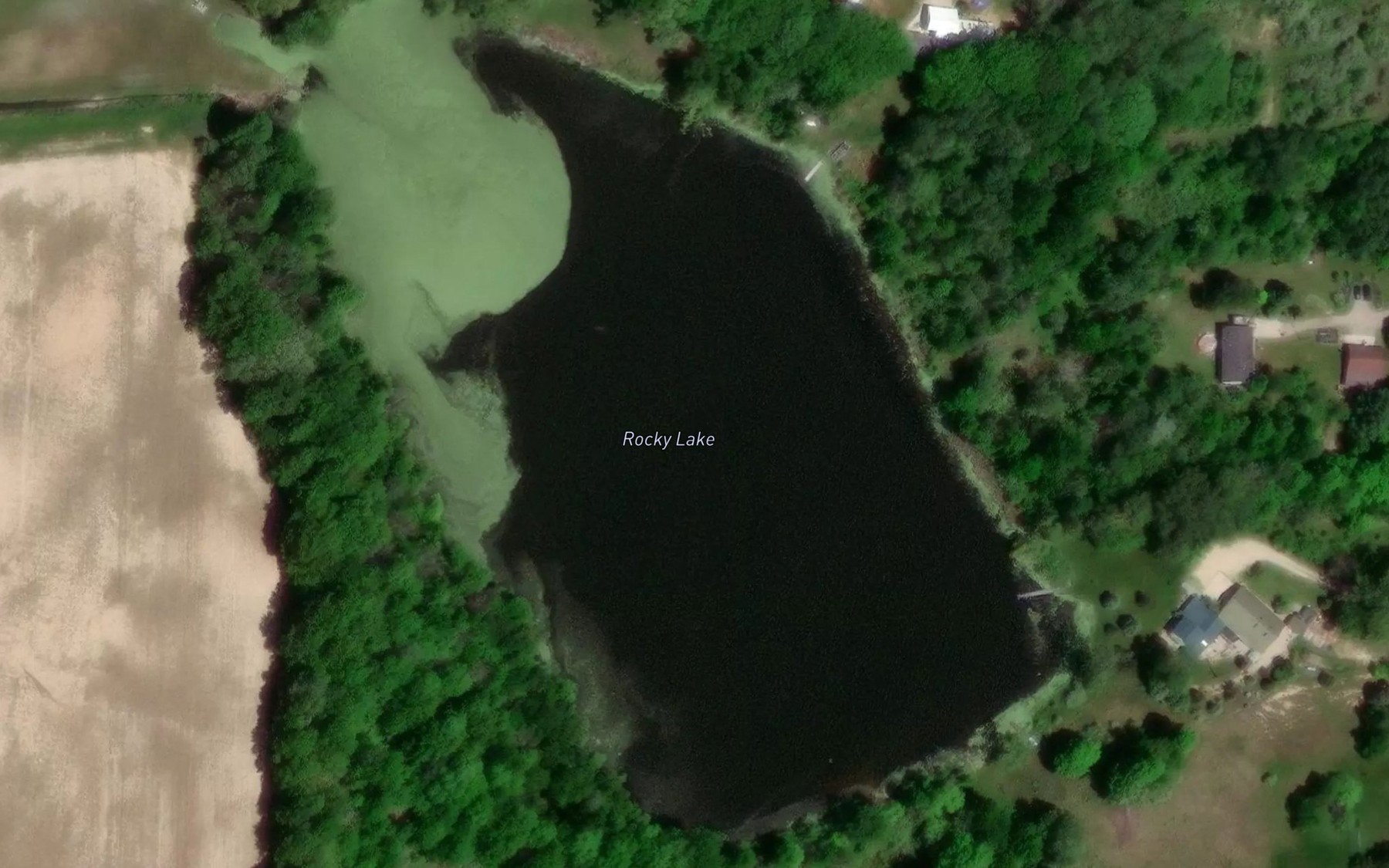 Satellite map of the Rocky Lake