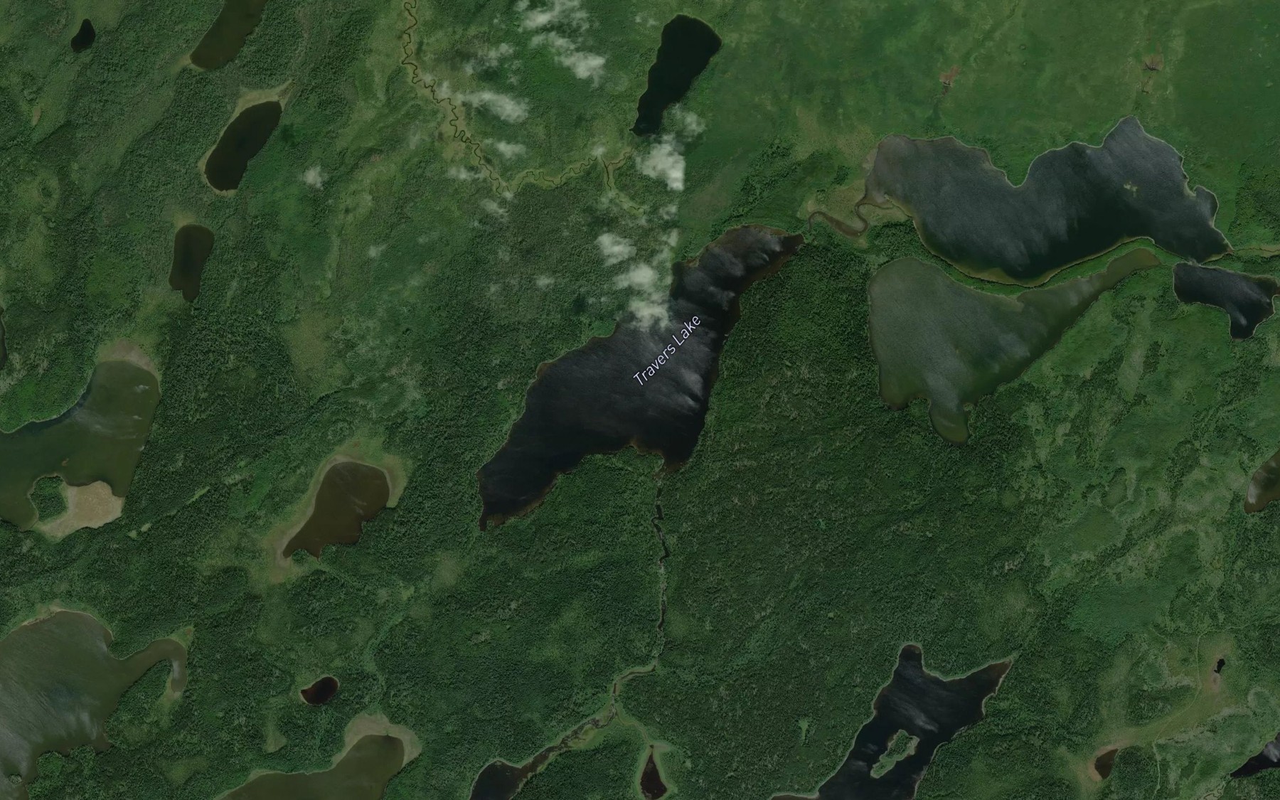 Satellite map of the Travers Lake