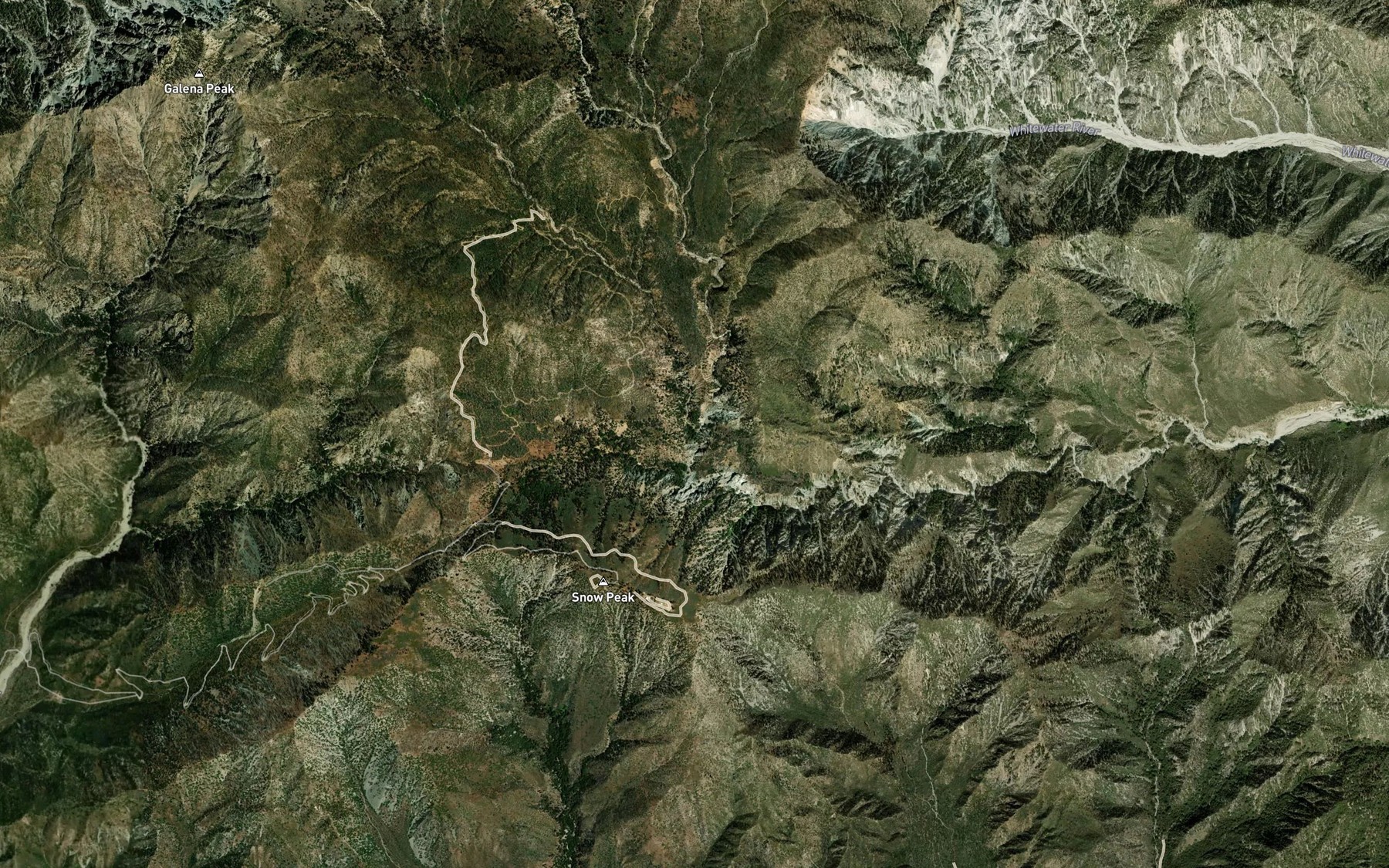 Satellite map of the East Fork South Fork Whitewater River