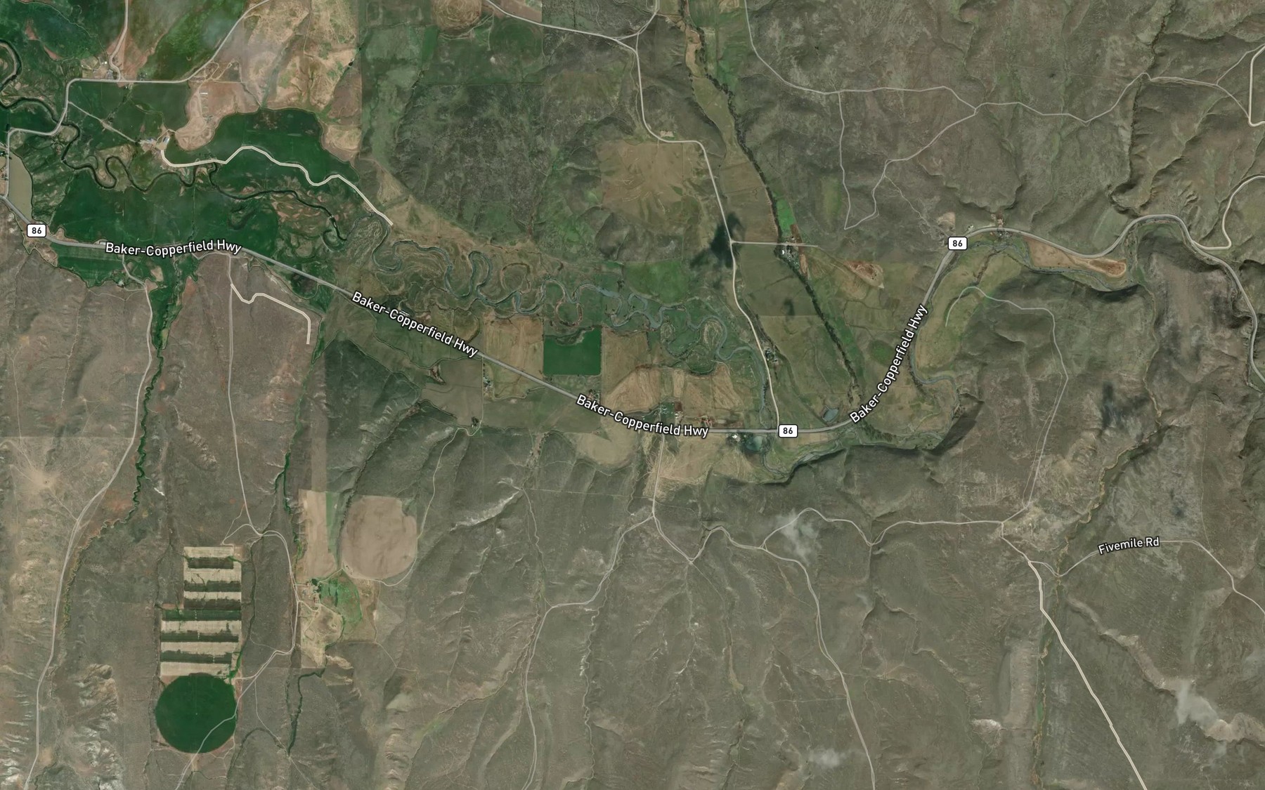 Satellite map of the Miller Creek