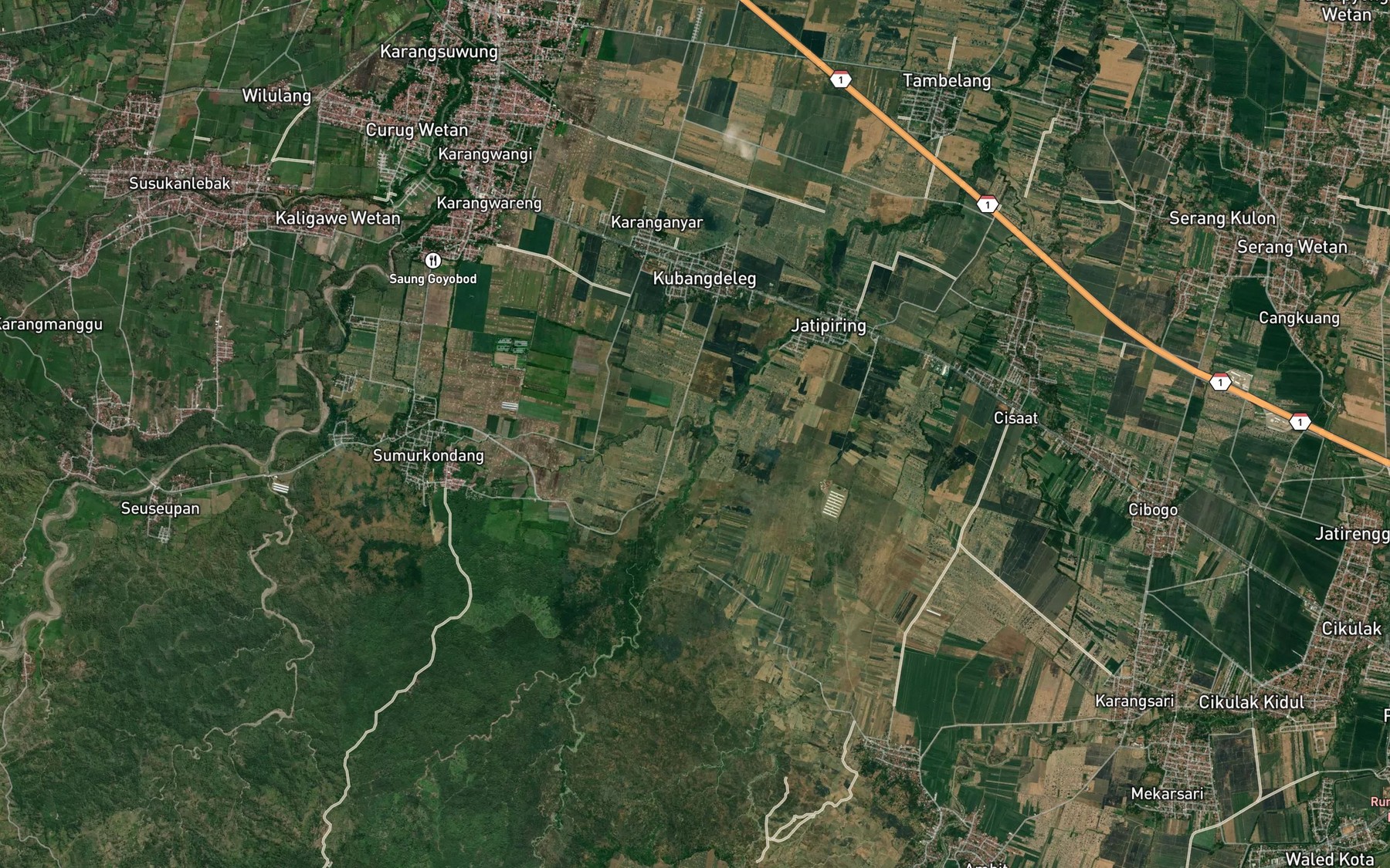 Satellite map of the Ci Panundaan