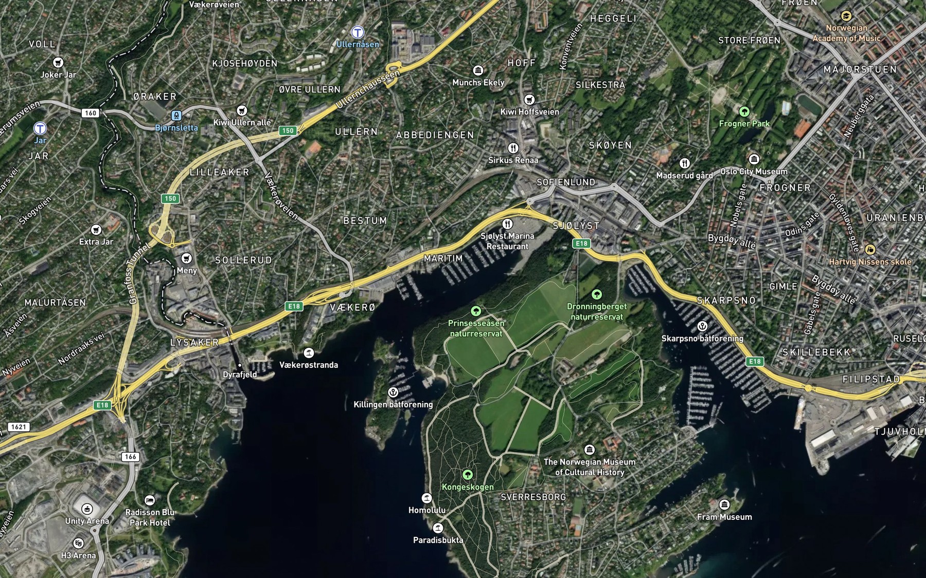 Satellite map of the Bestumkilen